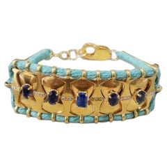 Pulsera de plata trenzada con cianita y diamantes