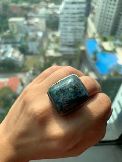Kyanite fuchsite silver ring