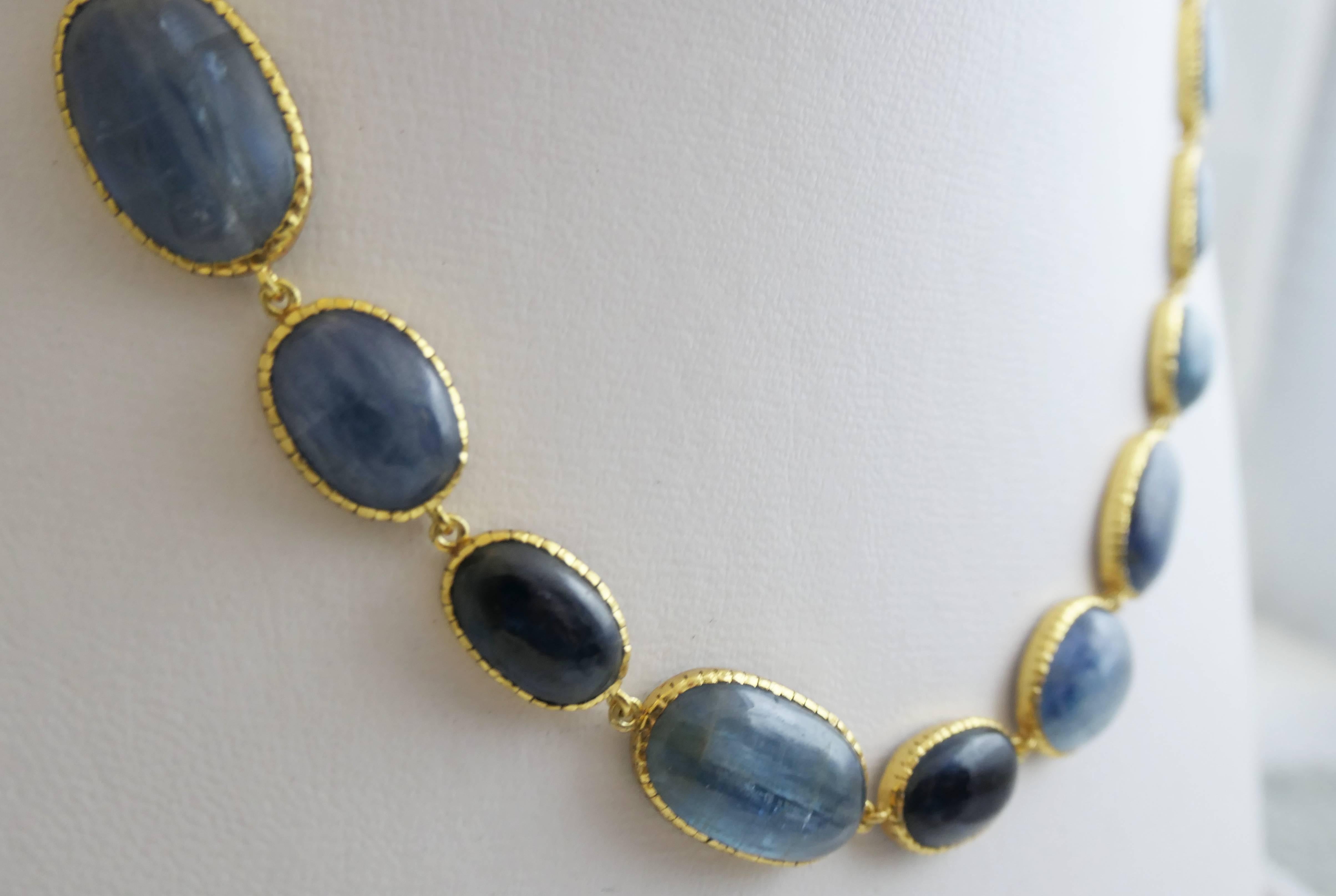 Artisan Kyanite Gold Plated Sterling Silver Necklace For Sale