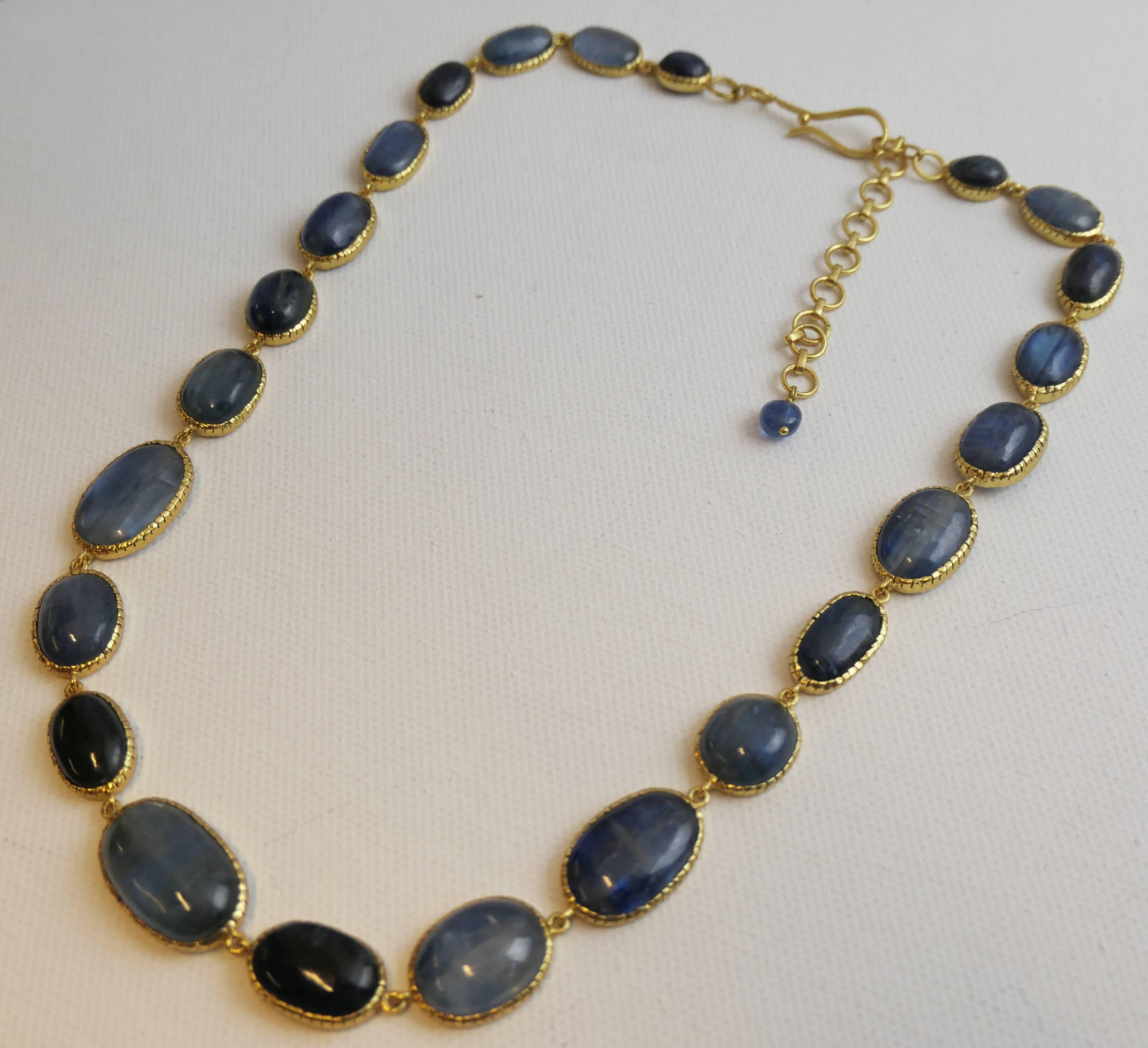 Kyanite Gold Plated Sterling Silver Necklace In New Condition For Sale In Oslo, 03