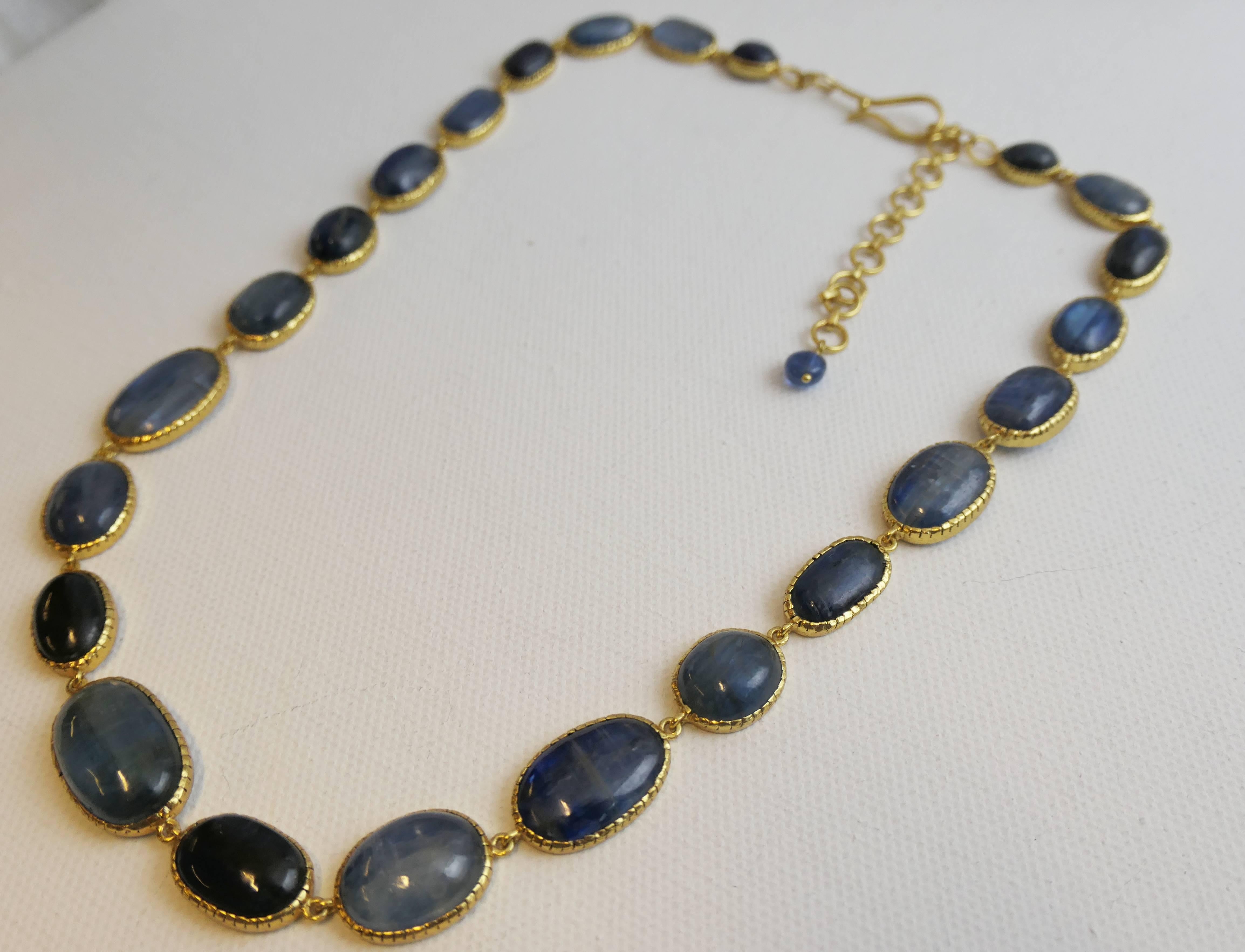 Kyanite Gold Plated Sterling Silver Necklace For Sale 1