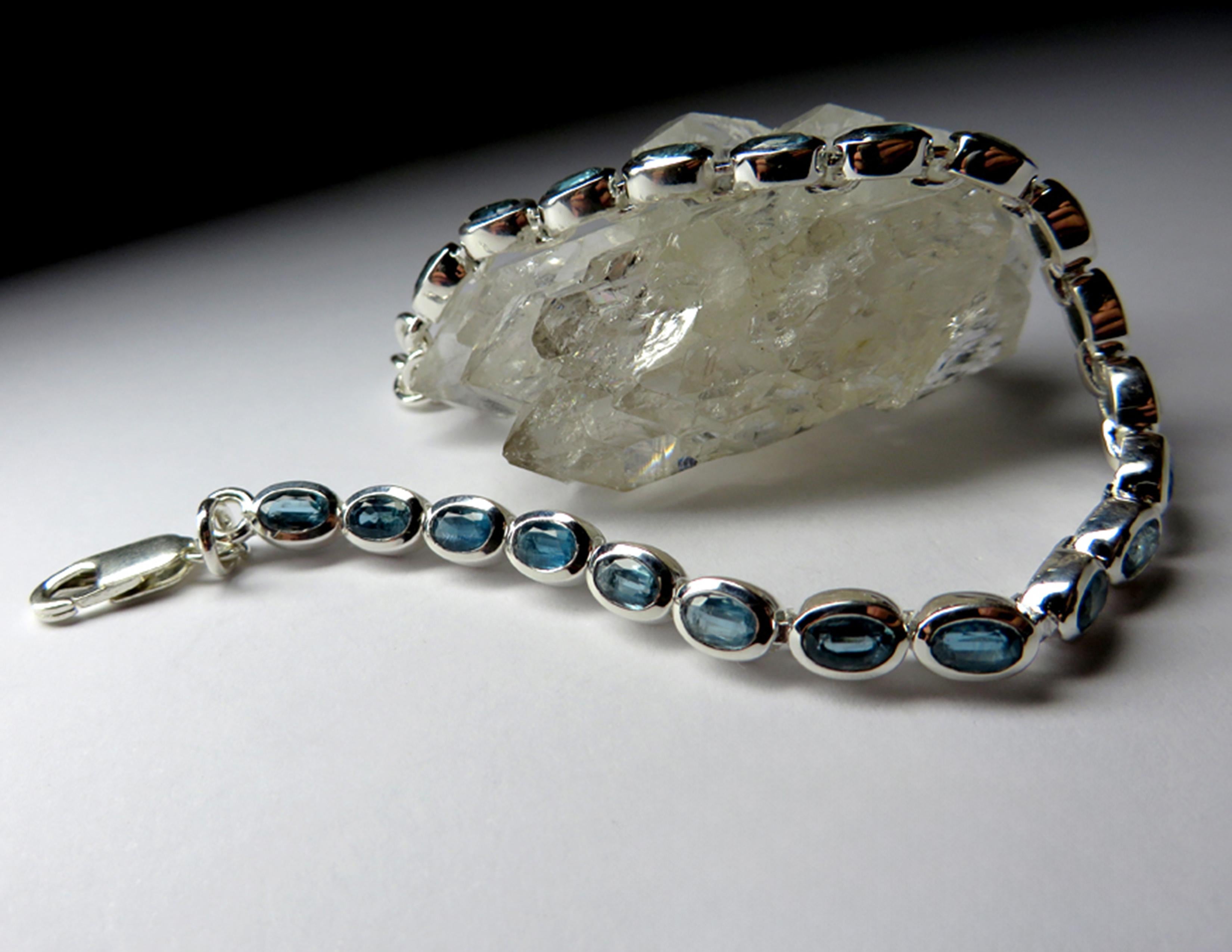 Kyanite Silver Bracelet Wedding anniversary gift ideas Protection bracelet gift For Sale 4