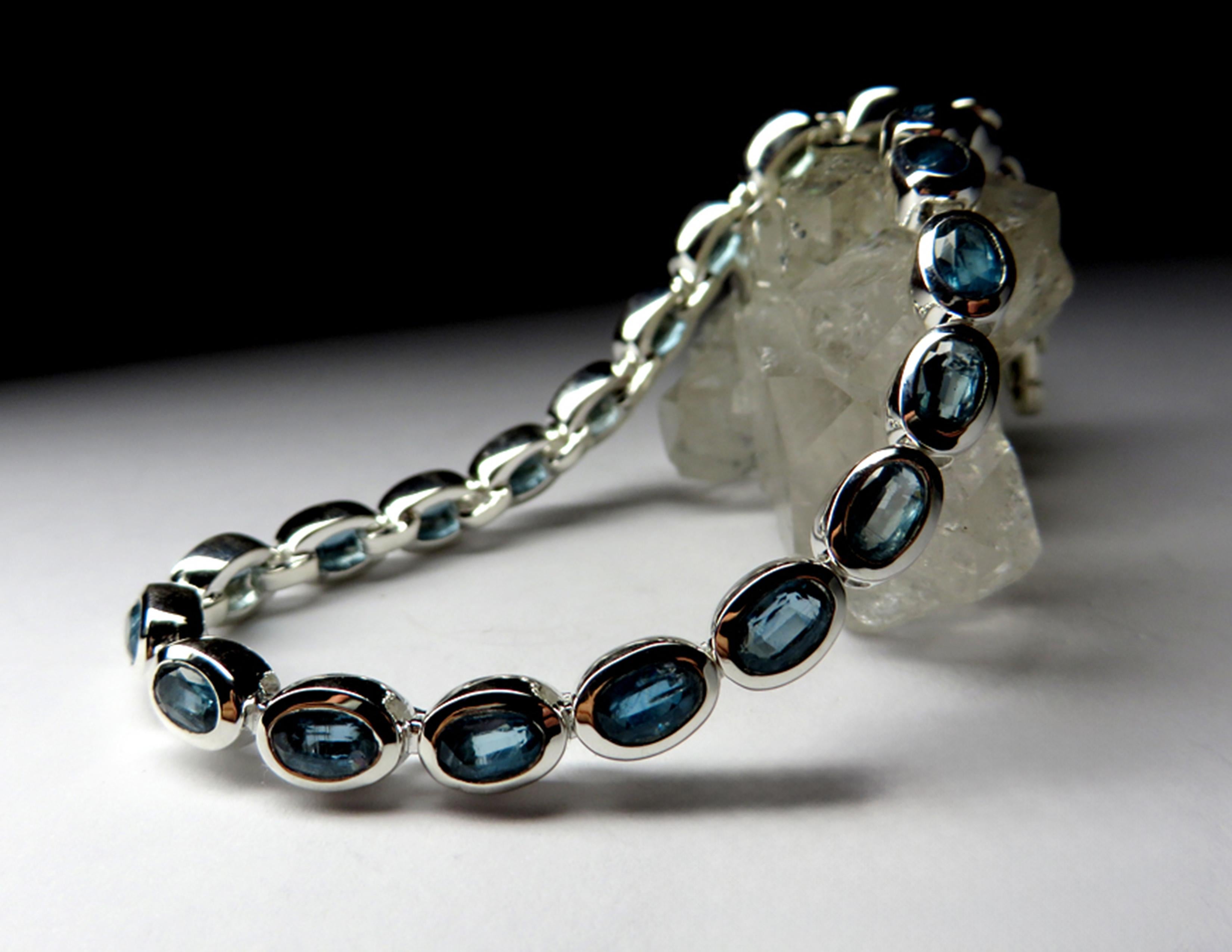 Kyanite Silver Bracelet Wedding anniversary gift ideas Protection bracelet gift For Sale 5