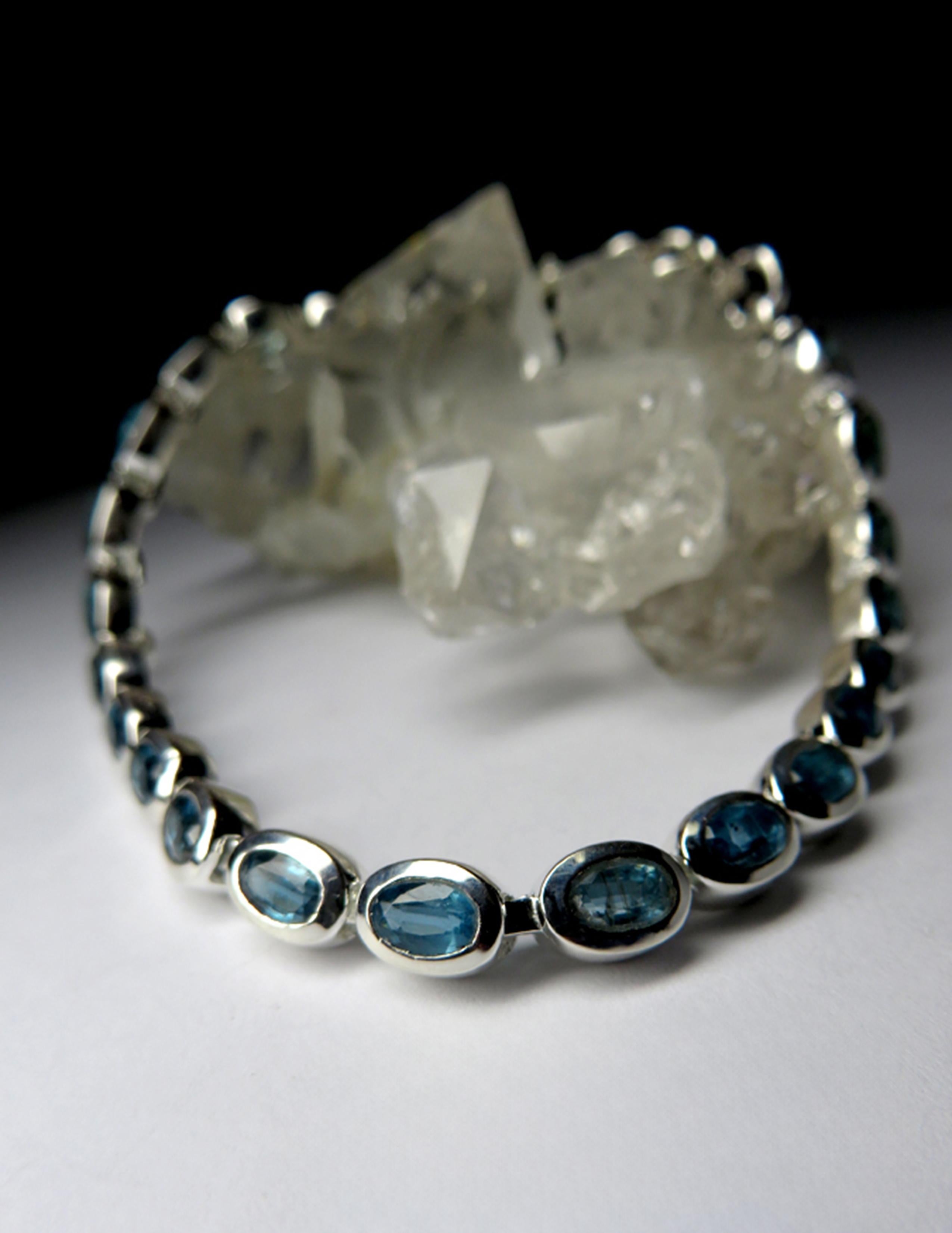 Artisan Kyanite Silver Bracelet Wedding anniversary gift ideas Protection bracelet gift For Sale