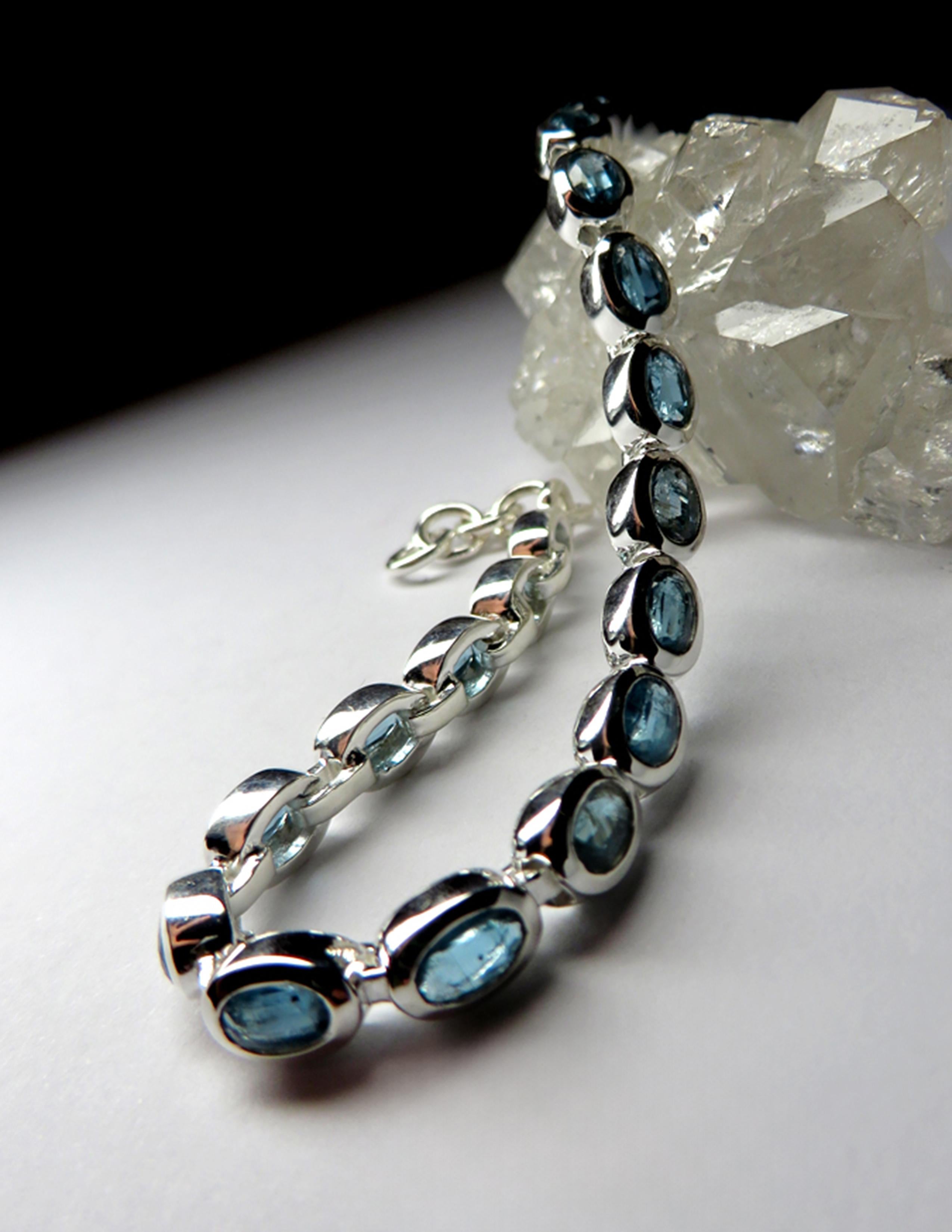Kyanite Silver Bracelet Wedding anniversary gift ideas Protection bracelet gift For Sale 1