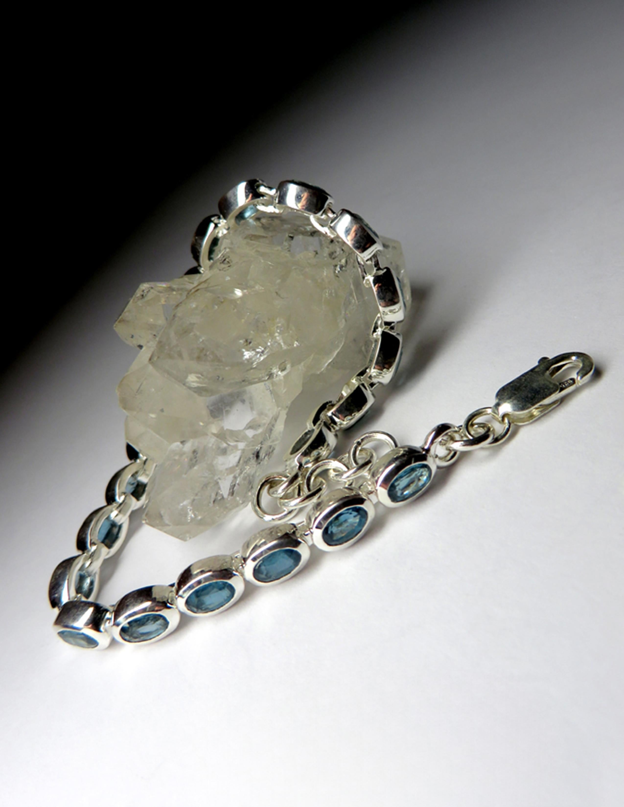 Kyanite Silver Bracelet Wedding anniversary gift ideas Protection bracelet gift For Sale 2