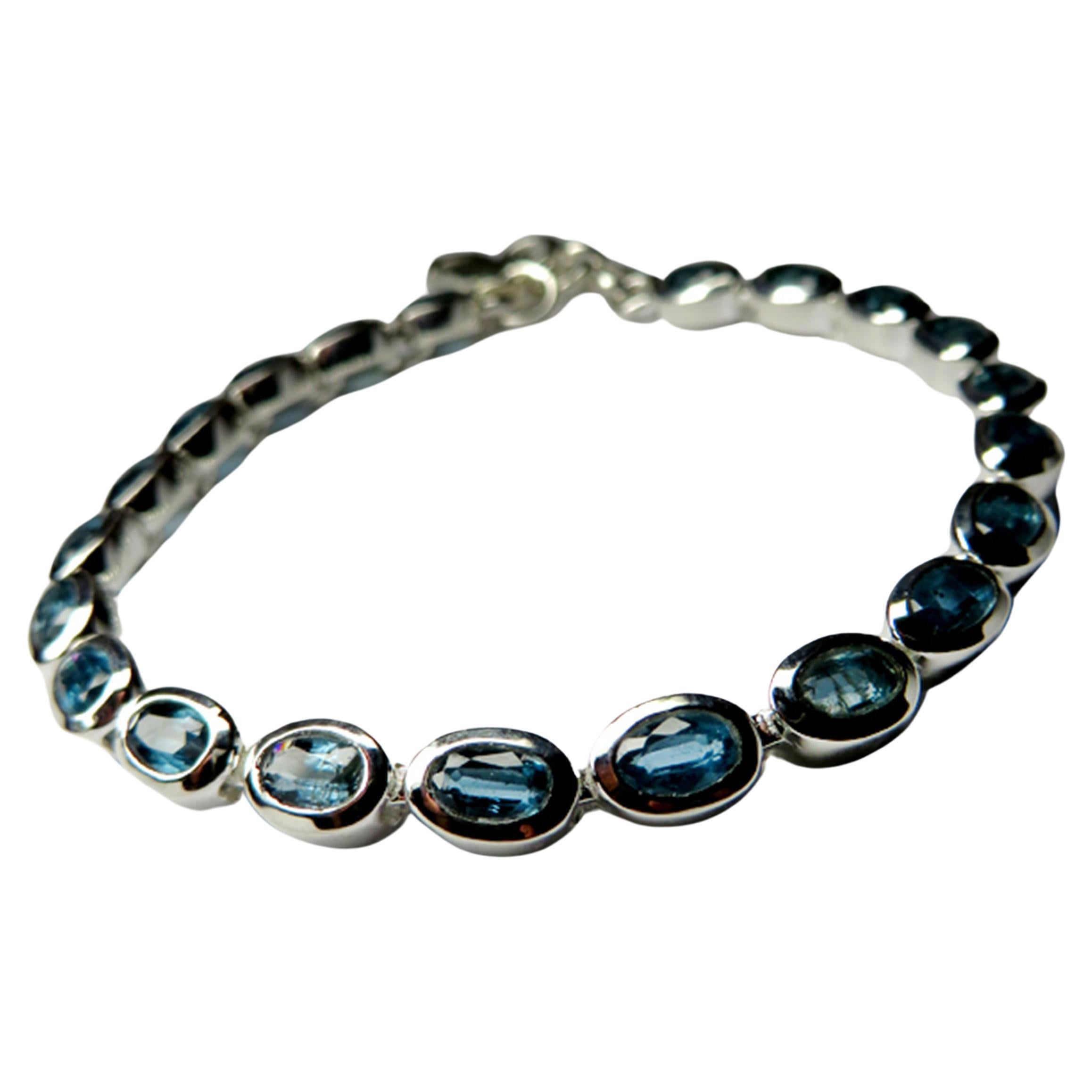 Kyanite Silver Bracelet Wedding anniversary gift ideas Protection bracelet gift
