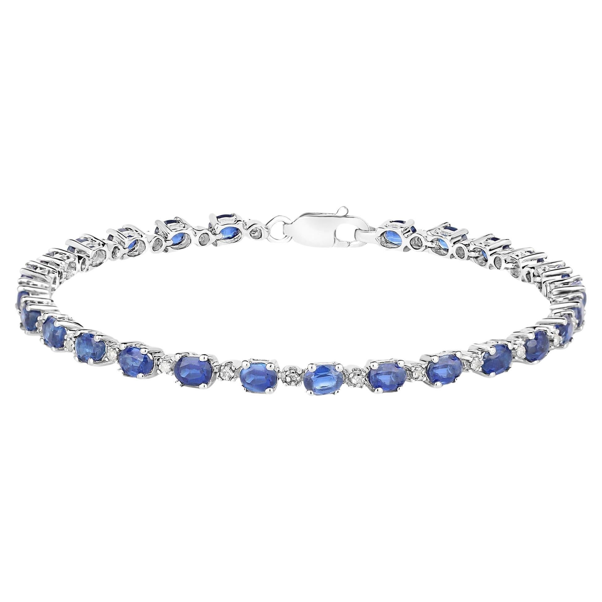 Bracelet tennis en argent sterling plaqué rhodium avec diamants de 6,73 carats en vente