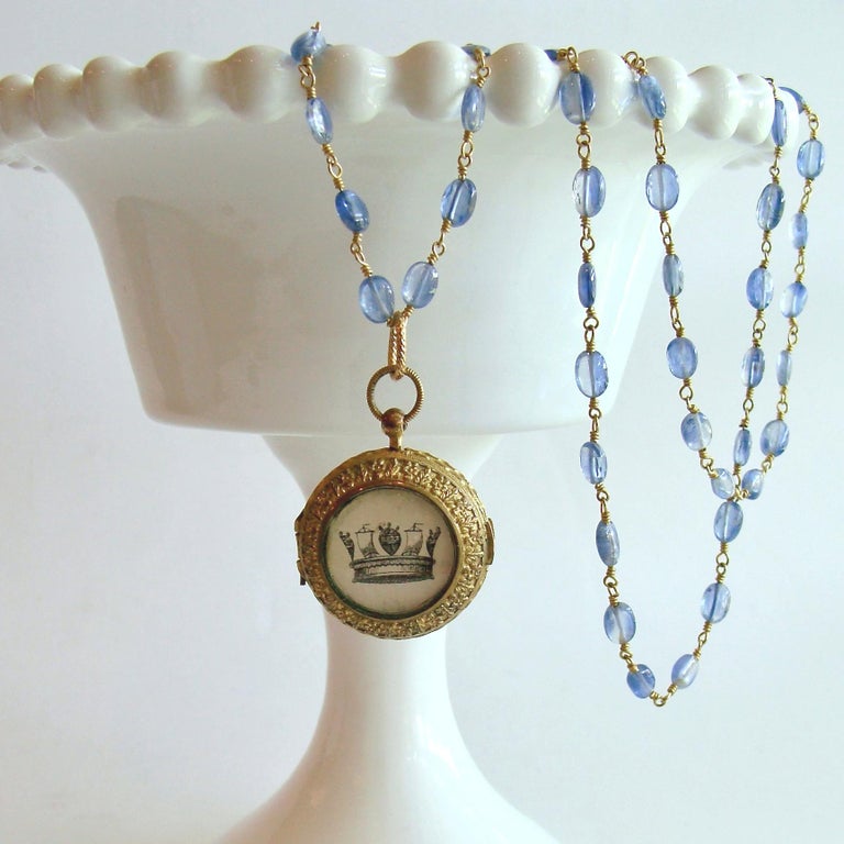 Kyanite with Crown and Mother of Pearl Vinaigrette Locket