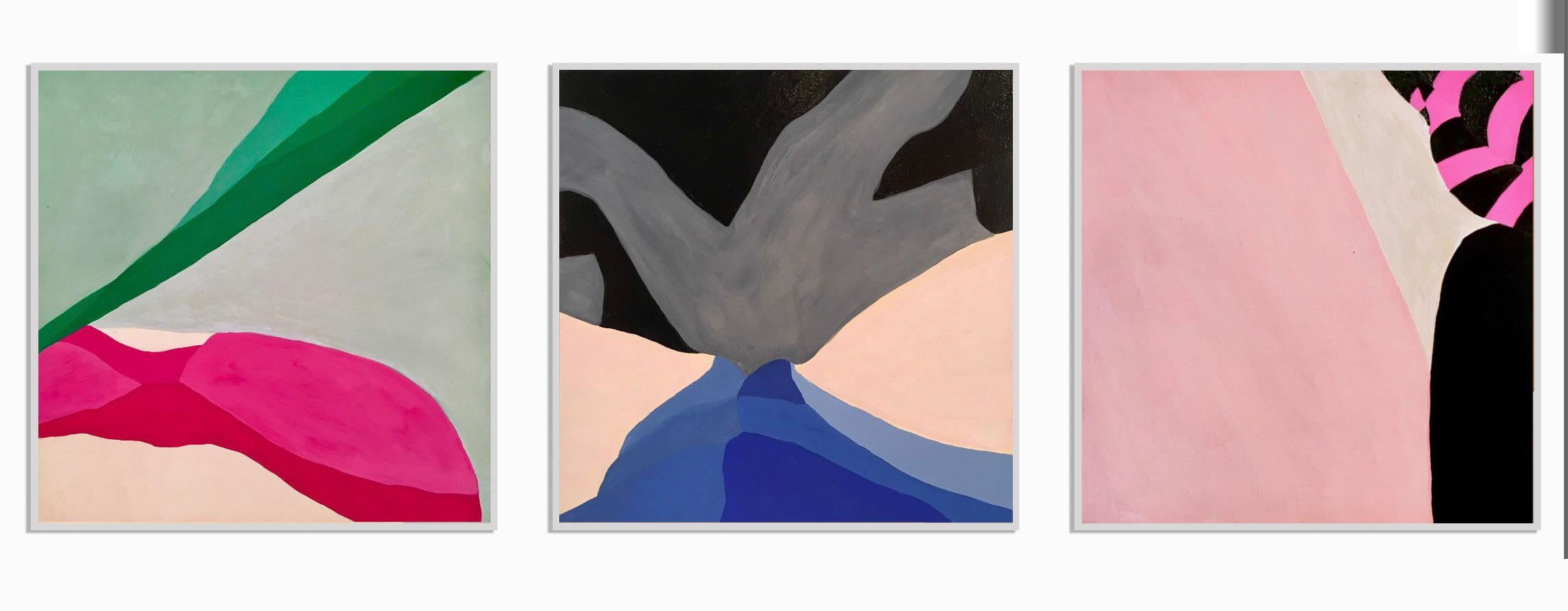 Kyla Kegler Abstract Painting - A set of three contemporary abstract gouache paintings Female artist Framed Red 