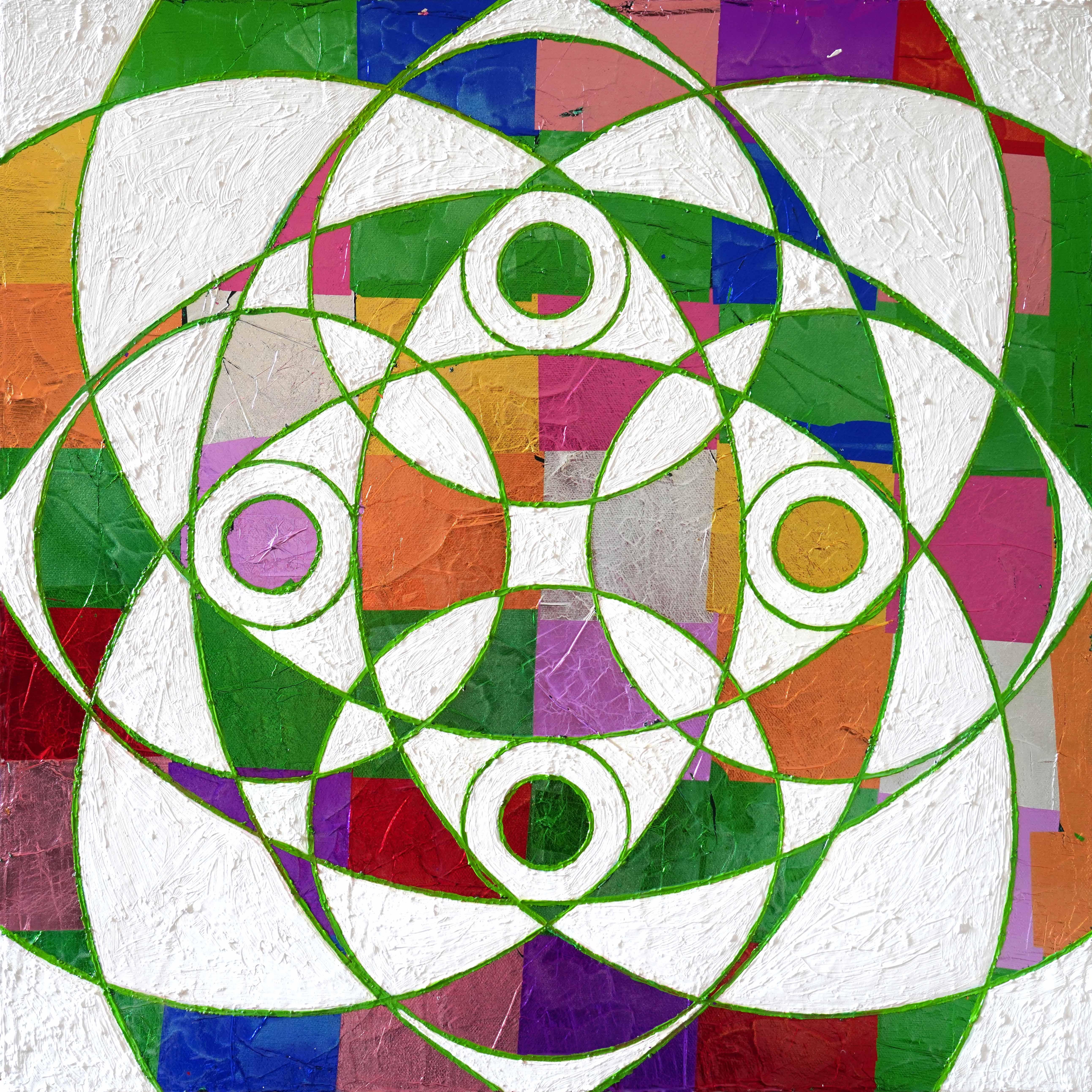 Olio e foglia metallica su tela

Mescolando numerologia, geometria sacra e simbologia con l'ispirazione dell'arte contemporanea e dell'interior design, Unity In Color esplora il mondo colorato dei 7 chakra del corpo per portare armonia alla mente,