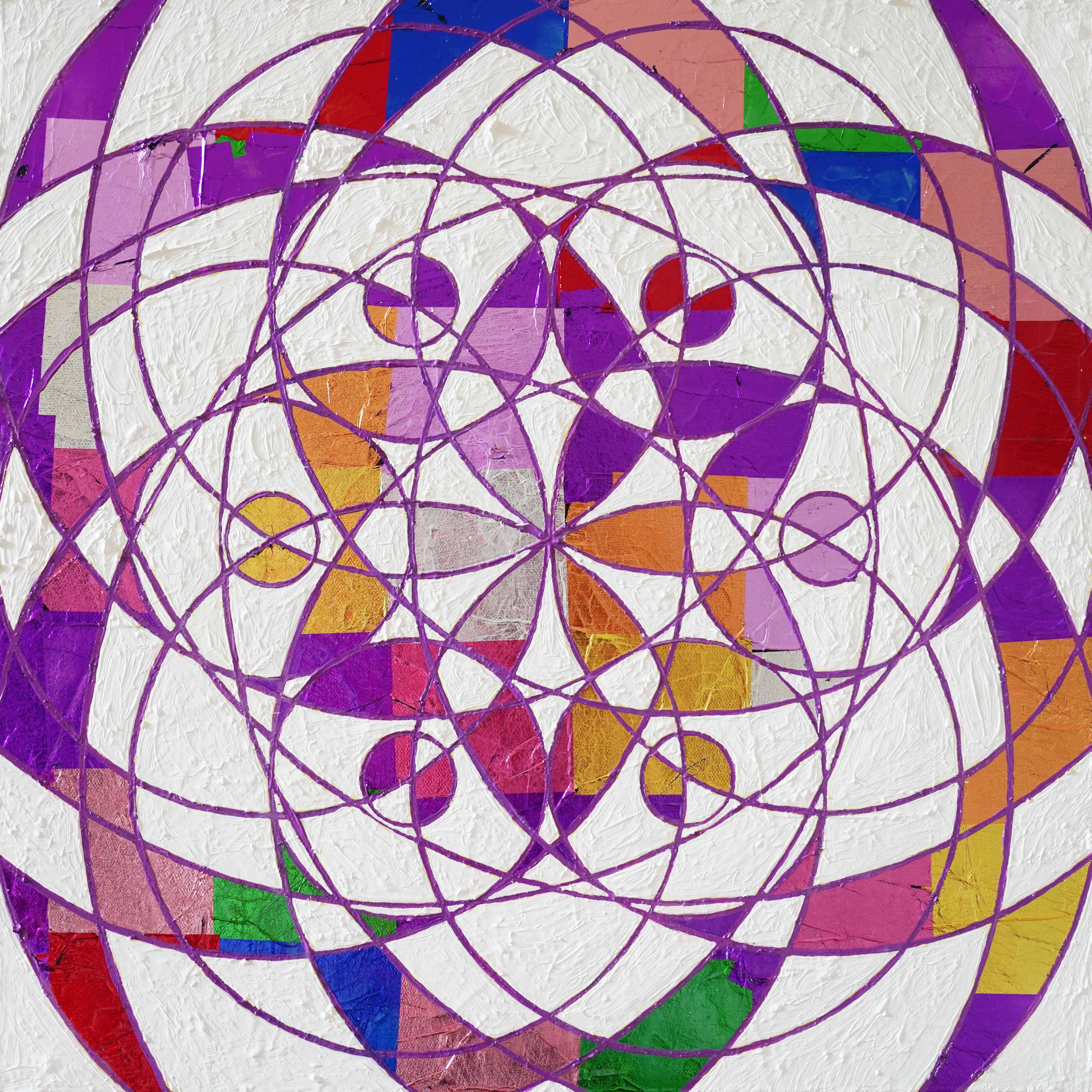 Olio e foglia metallica su tela

Mescolando numerologia, geometria sacra e simbologia con l'ispirazione dell'arte contemporanea e dell'interior design, Unity In Color esplora il mondo colorato dei 7 chakra del corpo per portare armonia alla mente,