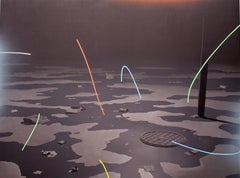 Pintura Acrílica Gráfica Contemporánea Oscura Neón Tecnología Ciencia Hiperrealismo