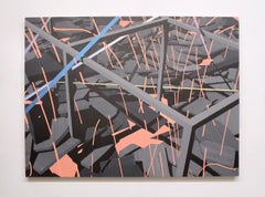 Pintura Acrílica Abstracta Gráfica Mapa de Arquitectura Geométrica Tecnológica Contemporánea
