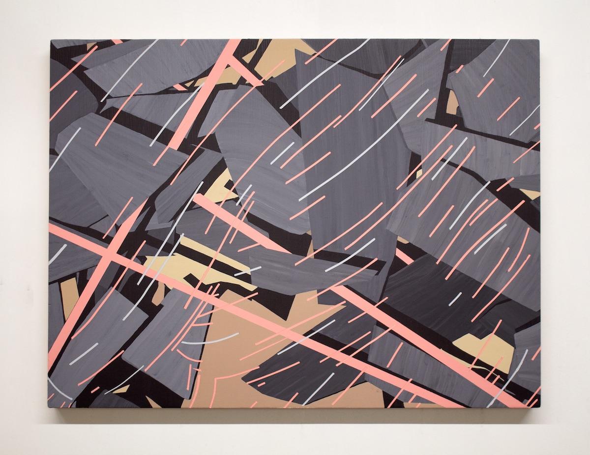 Pintura Acrílica Abstracta Gráfica Mapa de Arquitectura Geométrica Tecnológica Contemporánea