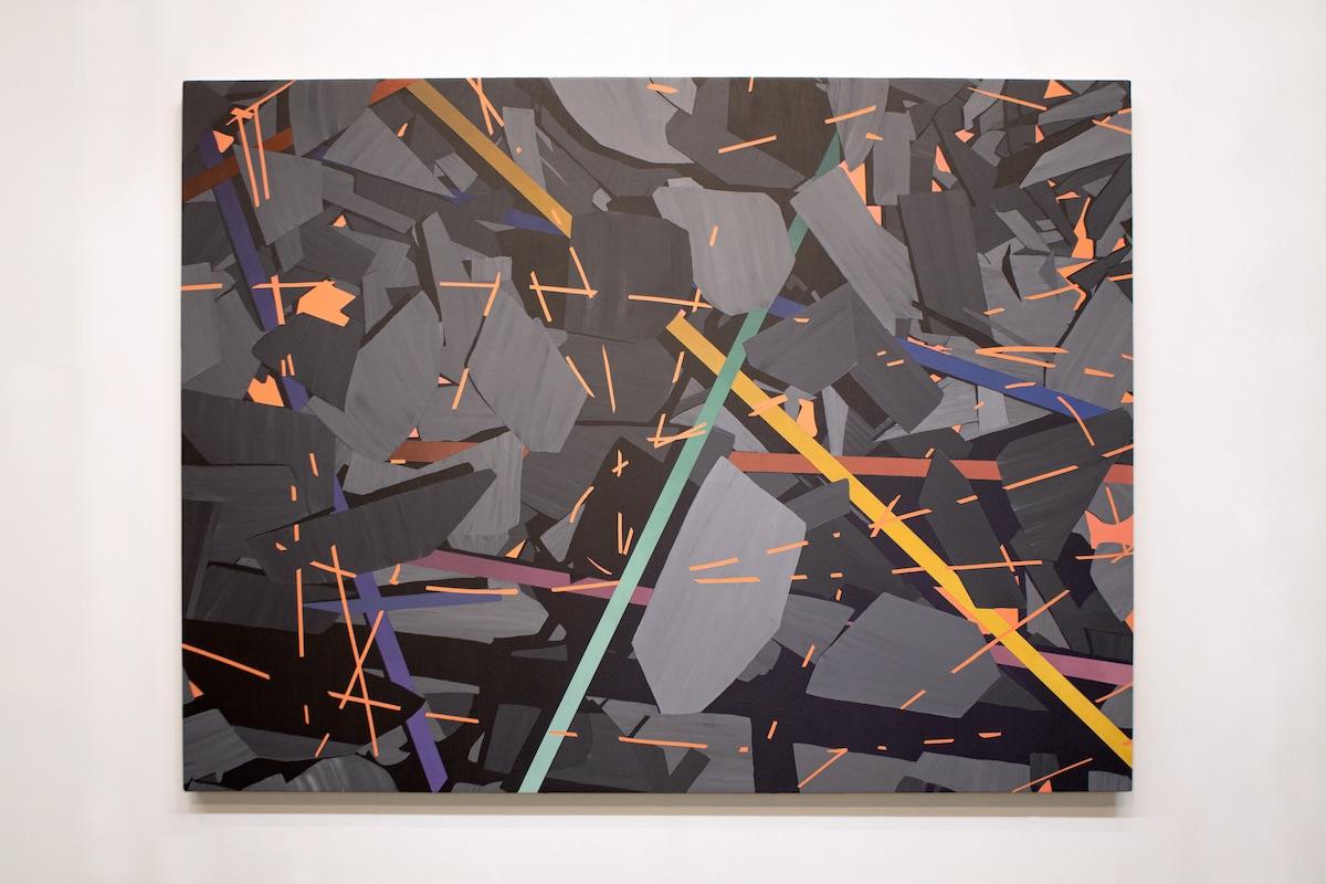 Kyle Butler Abstract Painting – Zeitgenössische geometrische Technik-Architekturkarte, abstraktes Acrylgemälde