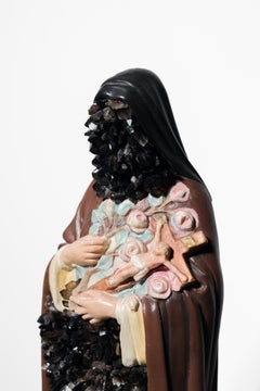 "Crystal Mary IX" Contemporary Intervention Sculpture with Quartz Embellishment