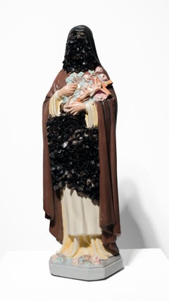 "Crystal Mary IX" Contemporary Intervention Sculpture with Quartz Embellishment