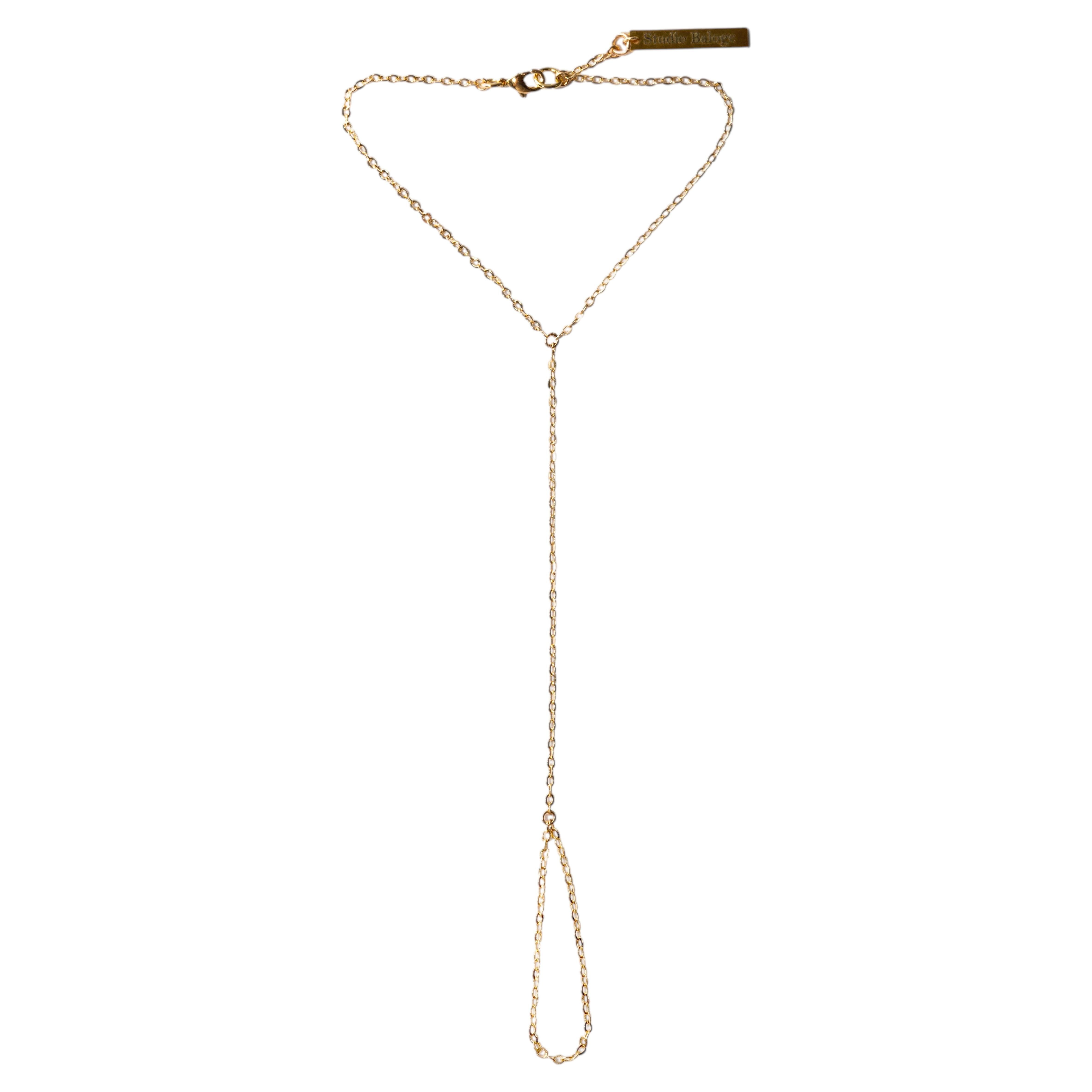 Kyma 14K Gold-Filled Dainty Hand Chain with Finger Loop For Sale