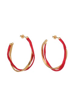 Kyma Hoops in Red Silk, Bronze and Vermeil Gold 24k by Katerina Makriyianni