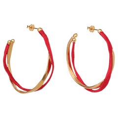 Kyma Hoops in Red Silk, Bronze and Vermeil Gold 24k by Katerina Makriyianni