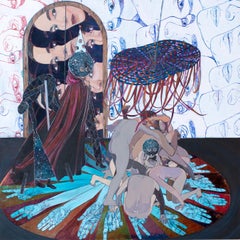 "HIDE AND SEEK" - surrealist painting with mystical ceremony  occult