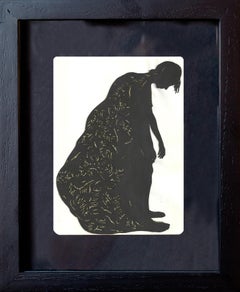 "RANSACKED" - cut paper art with person and words 'The Future' in gold glitter