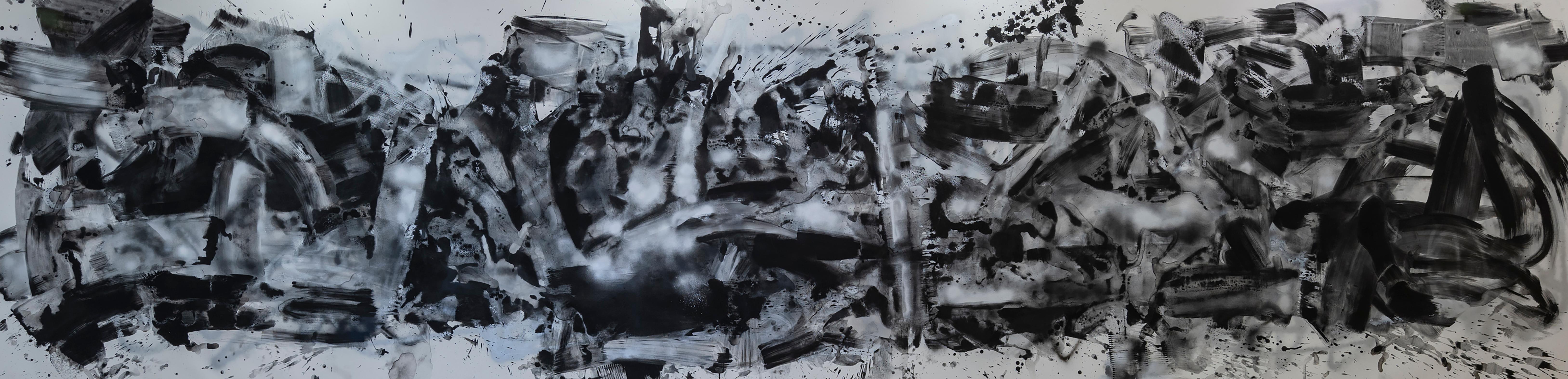 Kymm Swank Abstract Painting - Robert Johnson's 7th String - mixed media on canvas