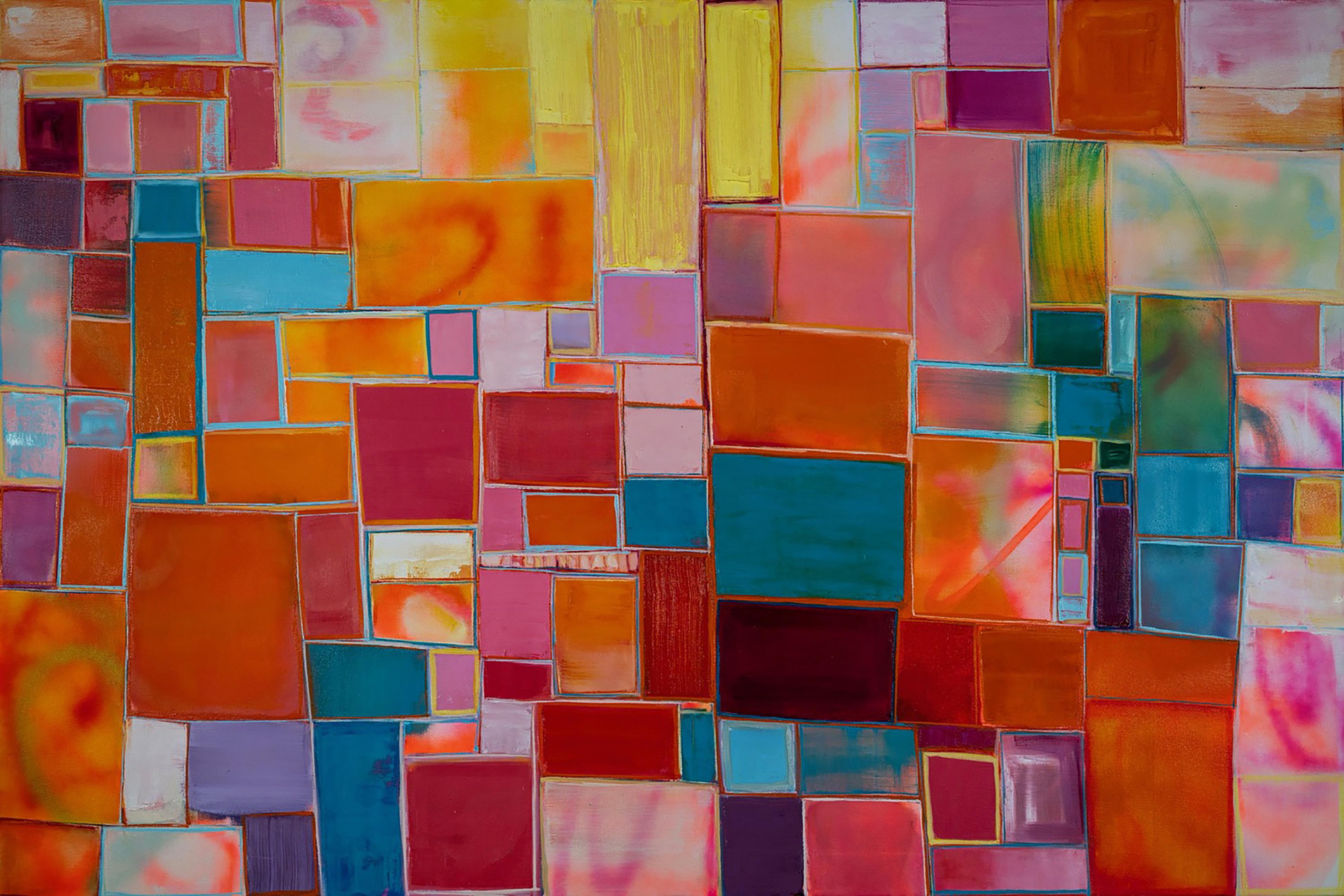 Kymm Swank Abstract Painting - Structure 209 - oil and acrylic on canvas