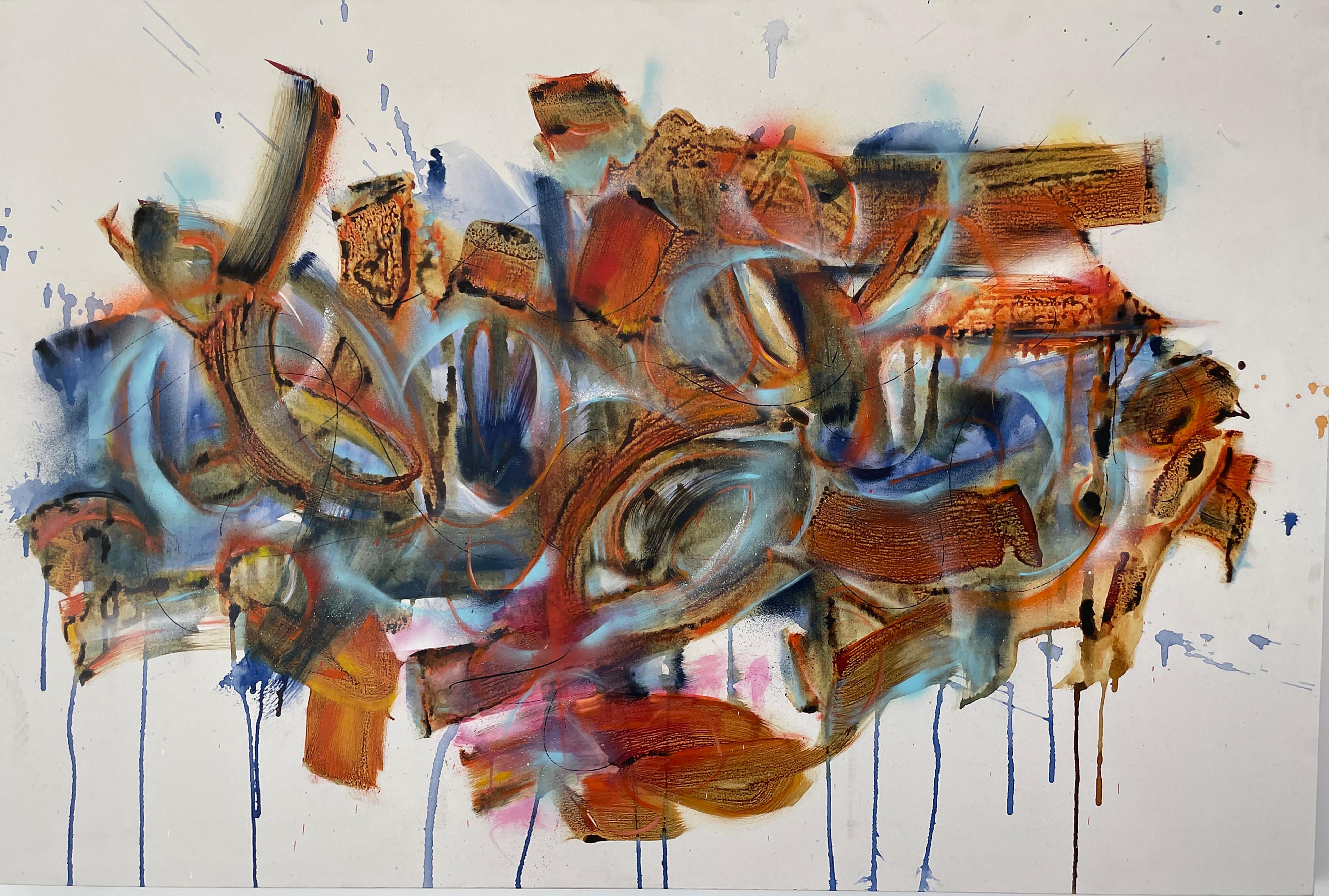 Kymm Swank Abstract Painting - "Tantrum #10 " - mixed media on canvas