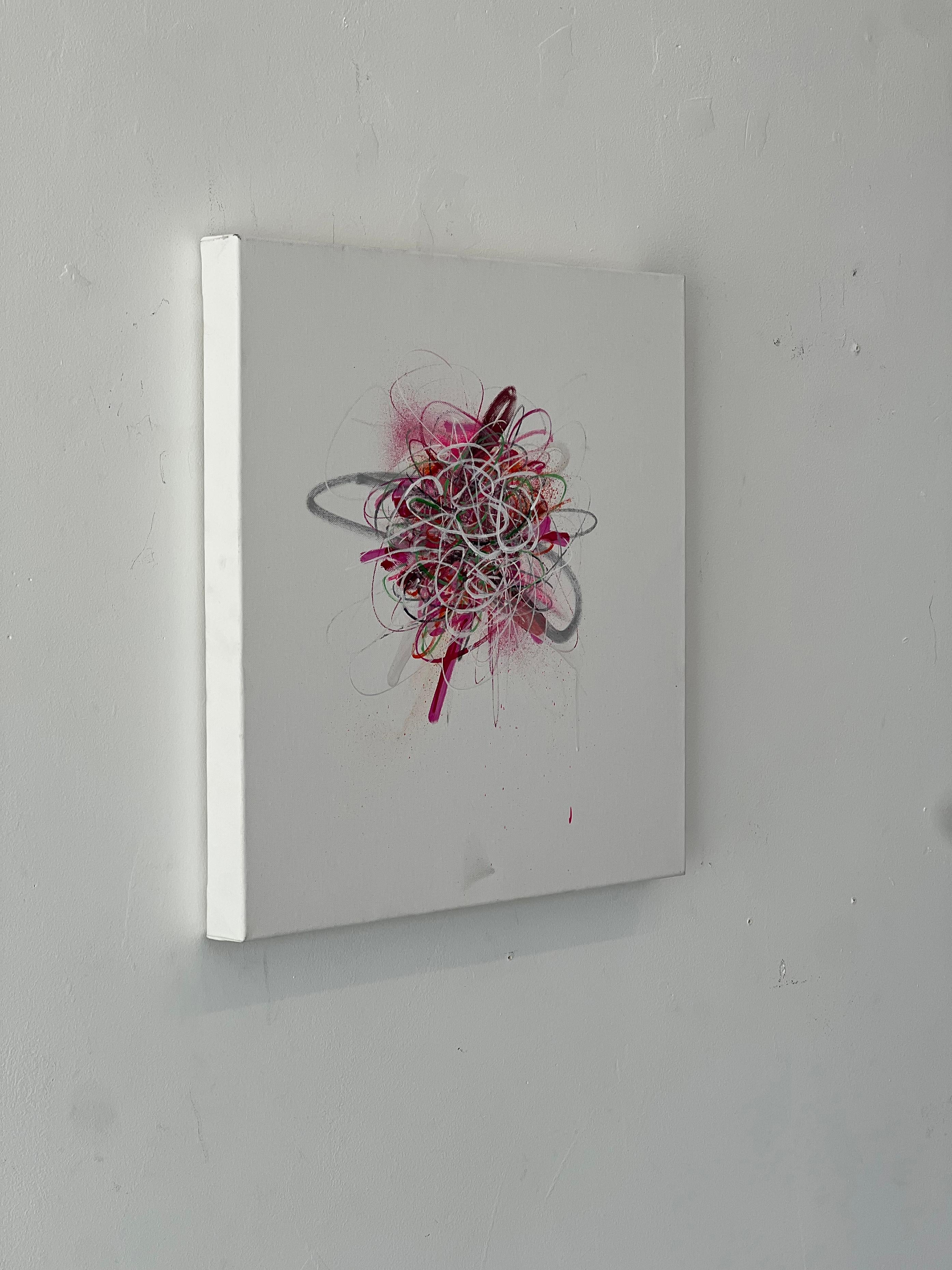 „Tantrum #13“ – Mischtechnik auf Leinwand (Grau), Abstract Painting, von Kymm Swank