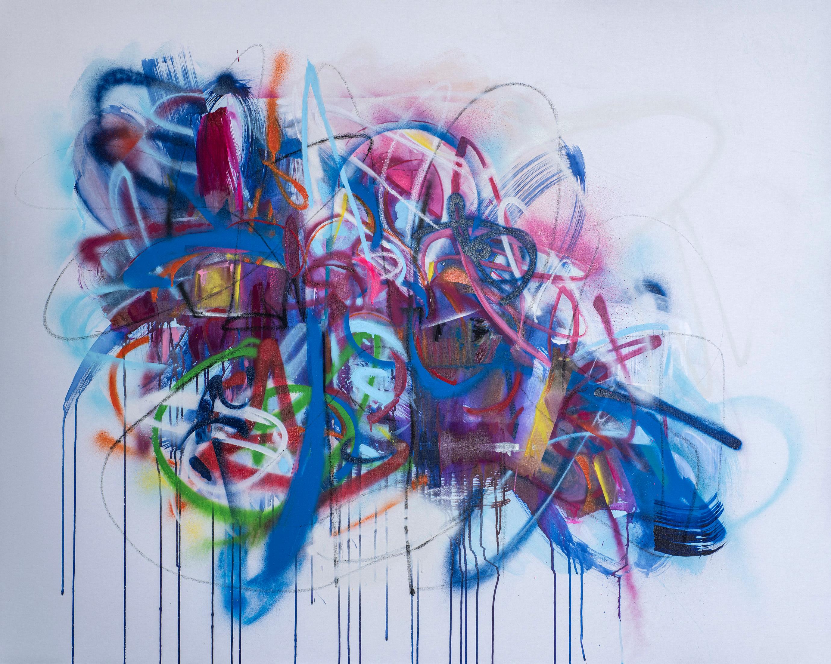 Kymm Swank Abstract Painting – „Tantrum #70“ – Mischtechnik auf Leinwand