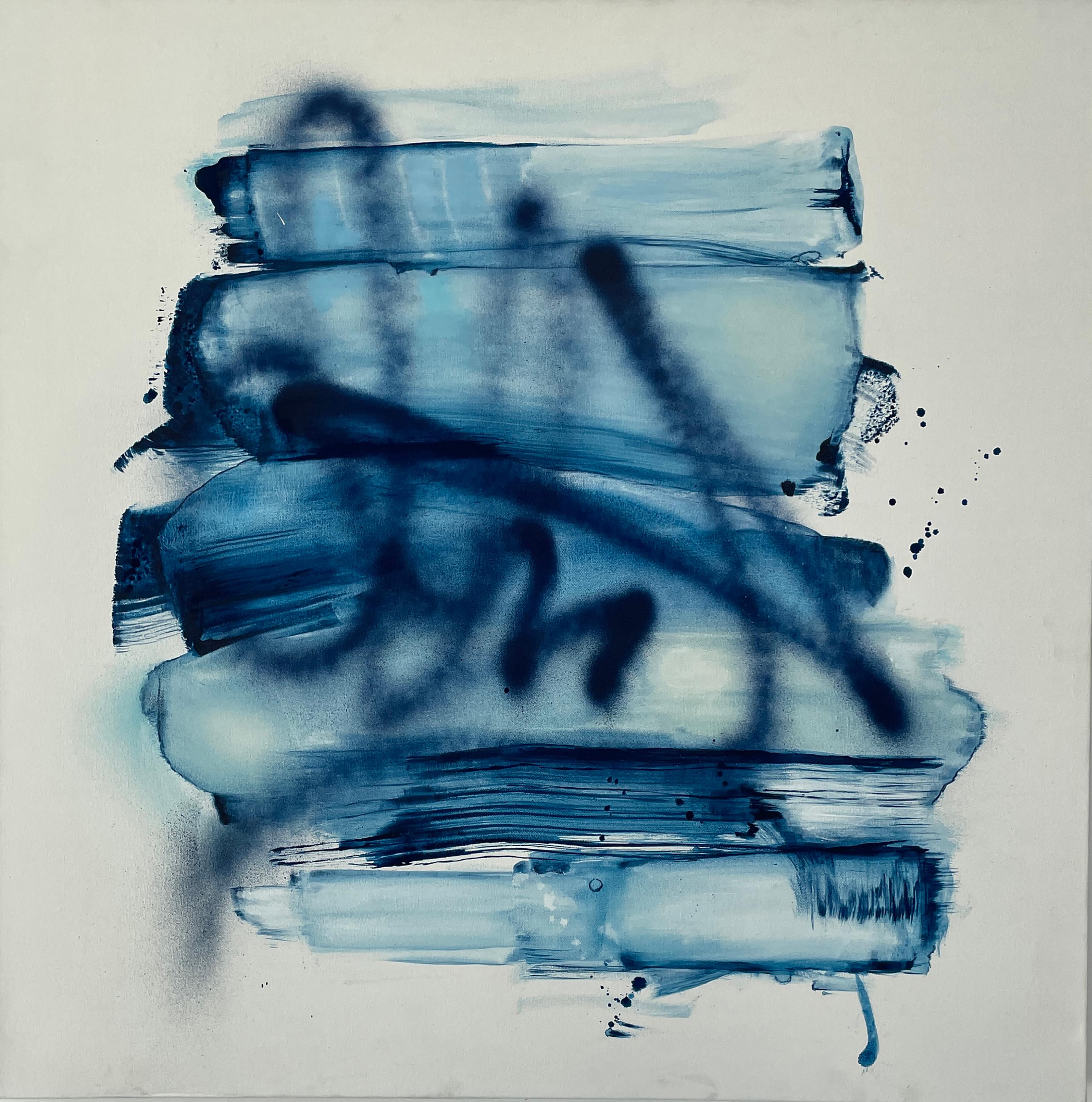"Wet Abstraction #6" - Acrylic, Flashe, Spray Paint on Canvas