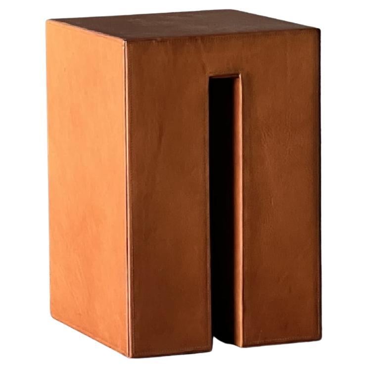 "Kyo-Co" Leather Covered Plywood Stool by Nathalie Orlandi for Dessie' For Sale