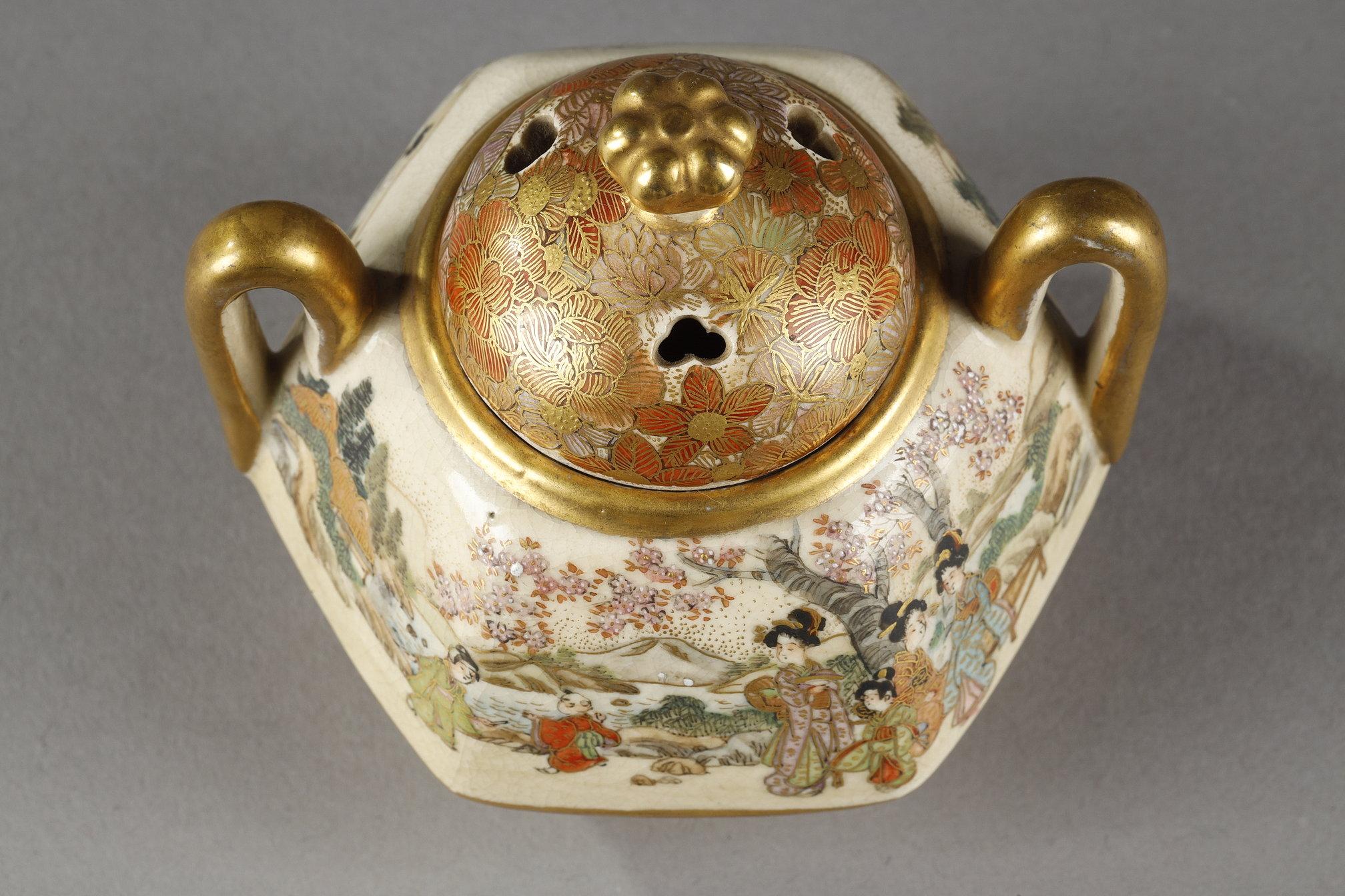 Théière et brûleur de parfum Kyo Satsuma de Kinkozan Kyoto en vente 7