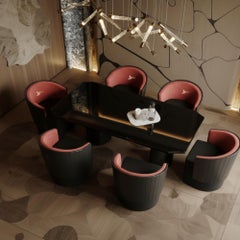 Kyo Sculptural Luxuy Armchair w/Black Lacquer and Upholstered Seat by MainGUILTY