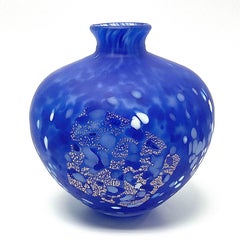 Vaso in vetro Japanese Studio di Kyohei Fujita firmato dall'artista Blu vibrante