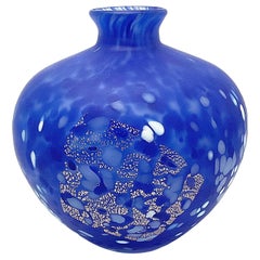 Kyohei Fujita Japanese Studio Glass Vase Signed by the Artist Vibrant Blue