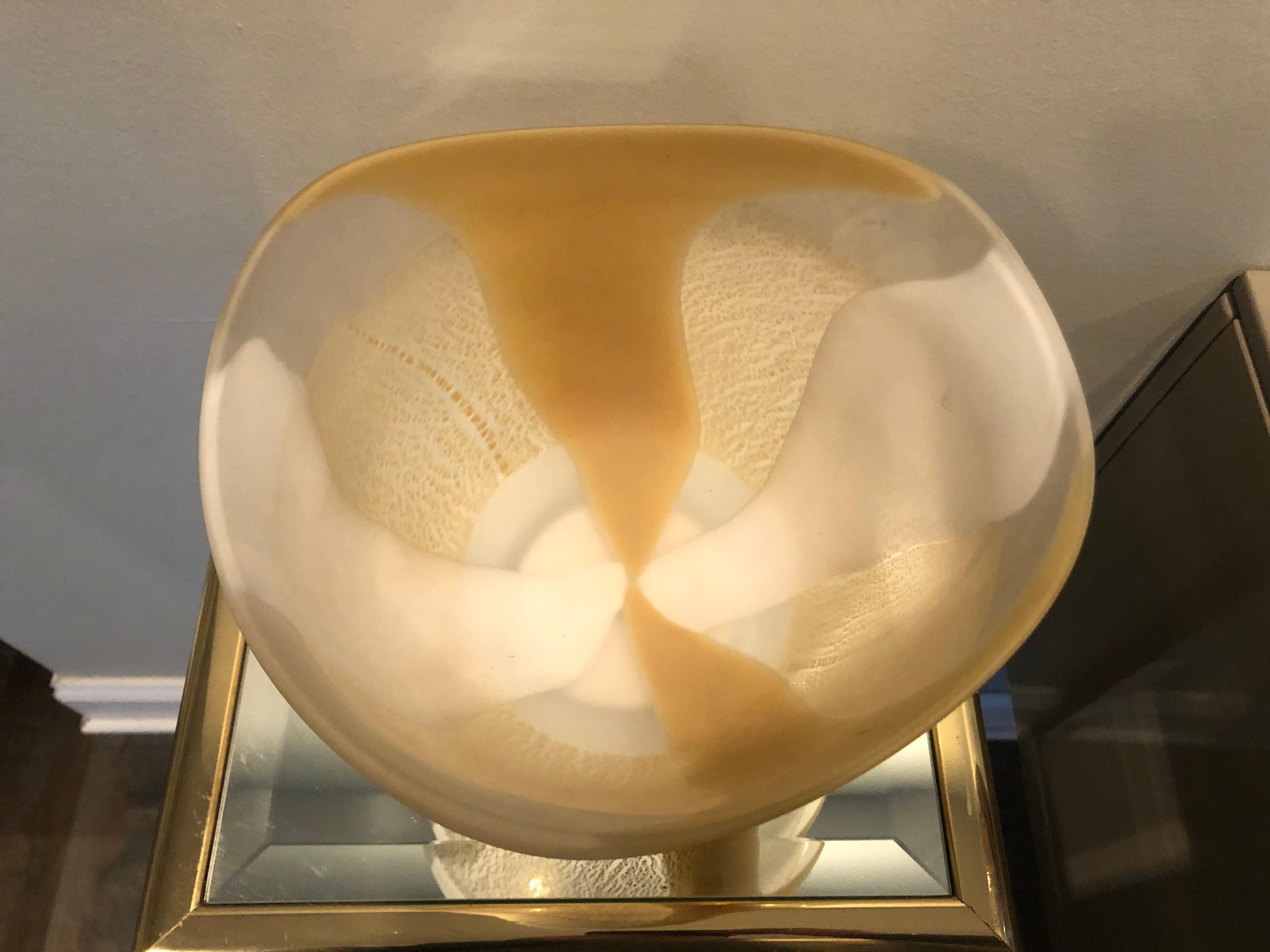 Kyohei Fujita Japanese Studio Glass Vase Signed by the Artist White Pasta Glass 2