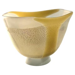 Kyohei Fujita Japanese Studio Glass Vase Signed by the Artist White Pasta Glass