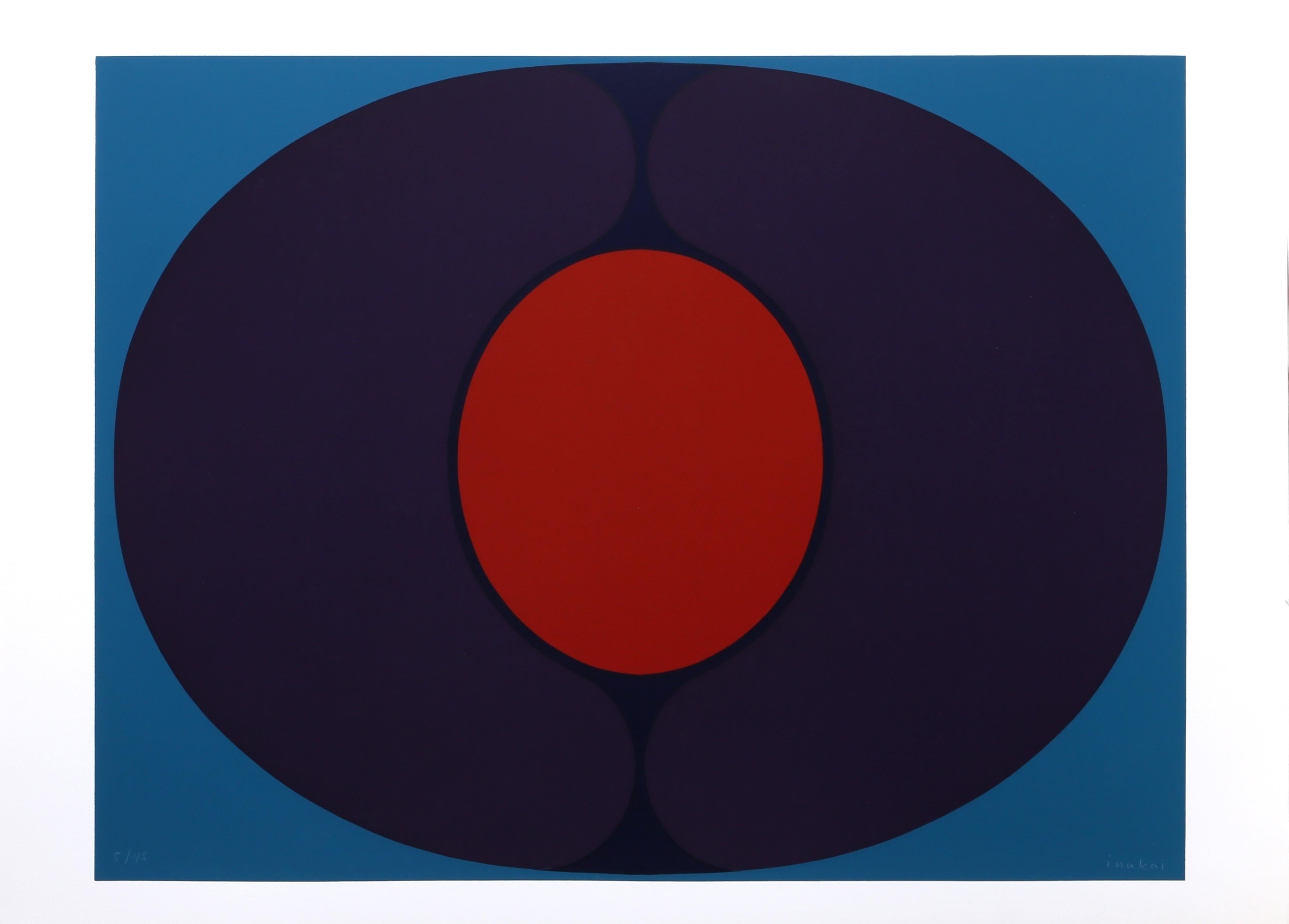 Egg 2 (Purple), sérigraphie géométrique abstraite de Kyohei Inukai
