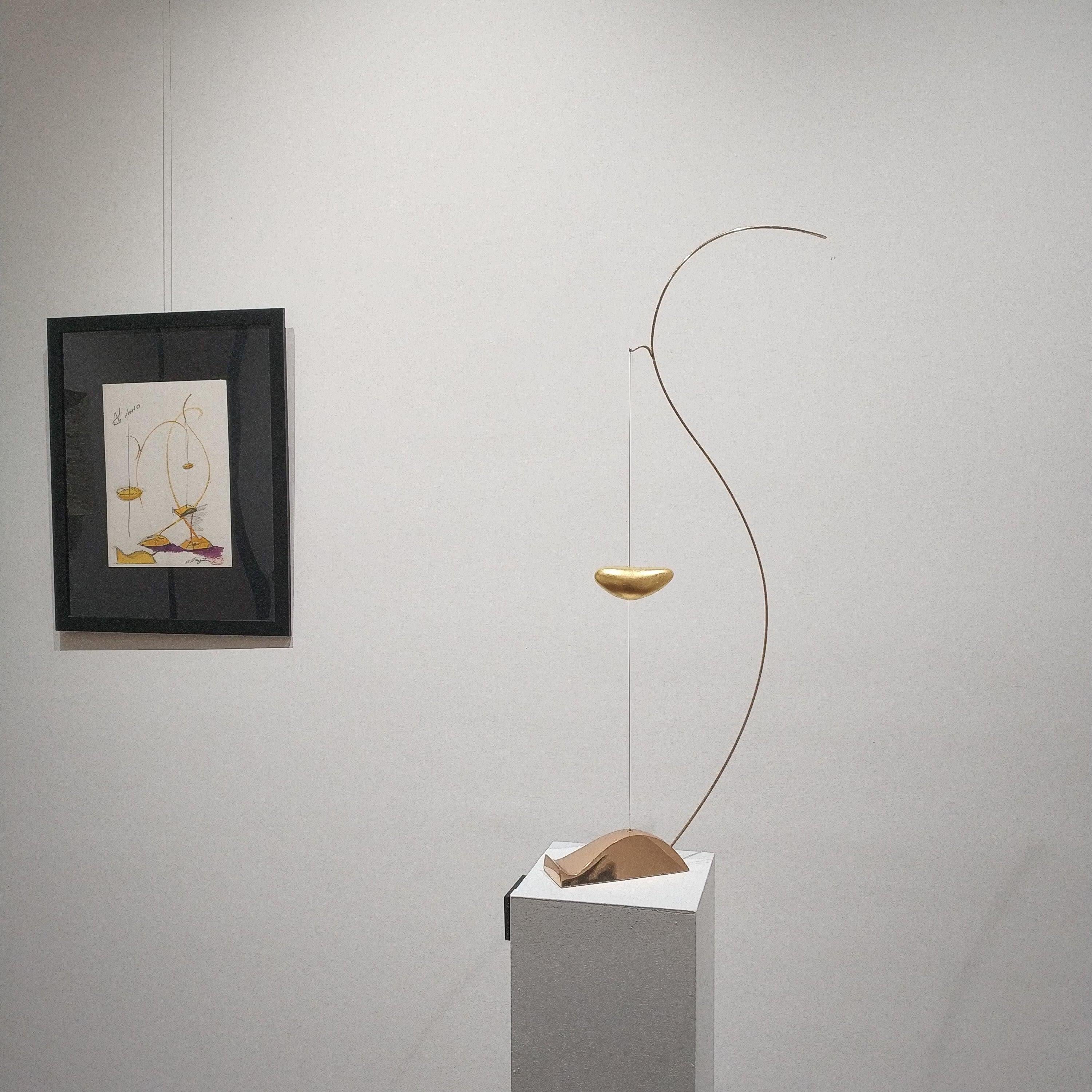 Ab Initio - Gold Abstract Sculpture by Kyoji Nagatani