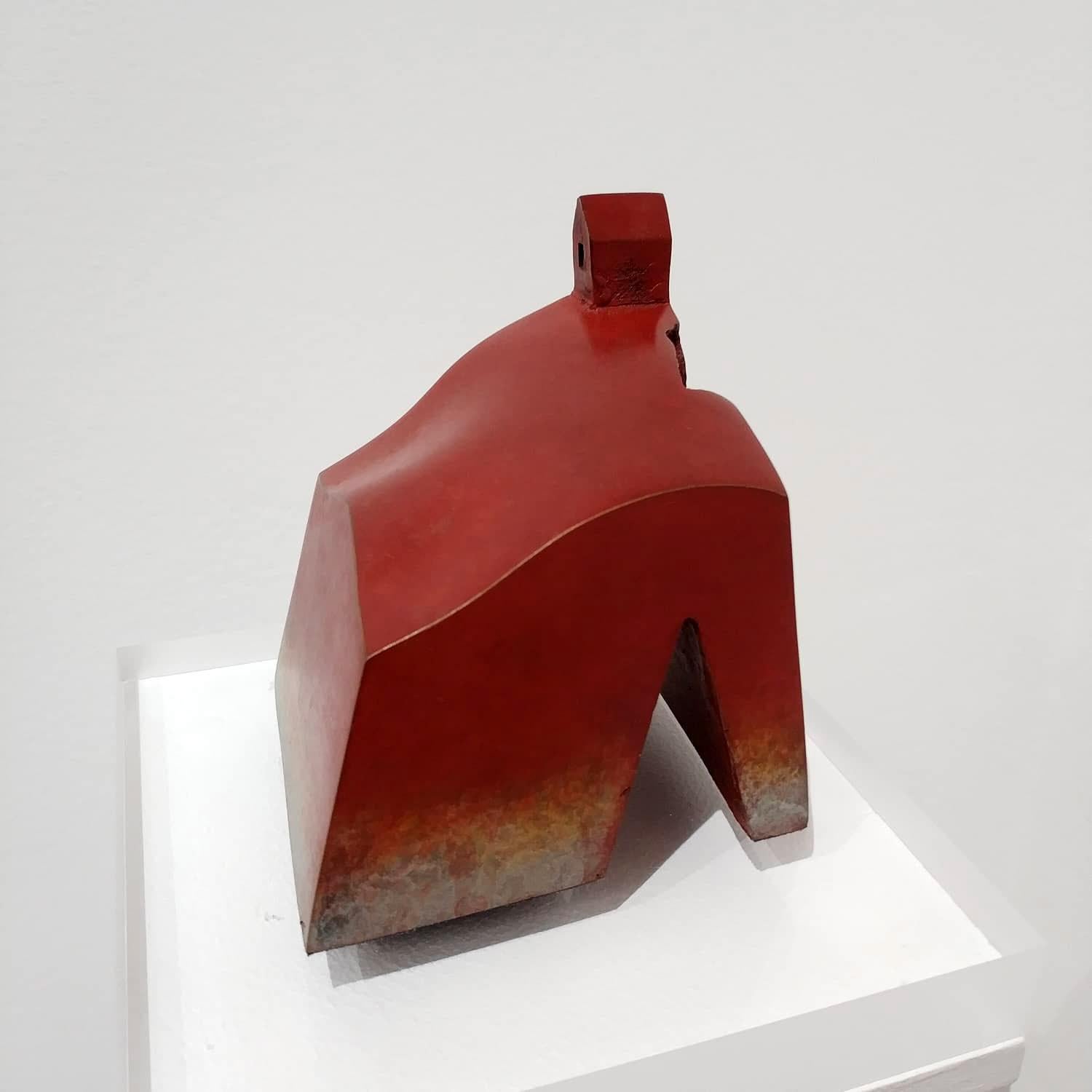 Autumn, bronze sculpture with red patina, 10 x 8 x 8 cm , 2025 - Abstract Sculpture by Kyoji Nagatani