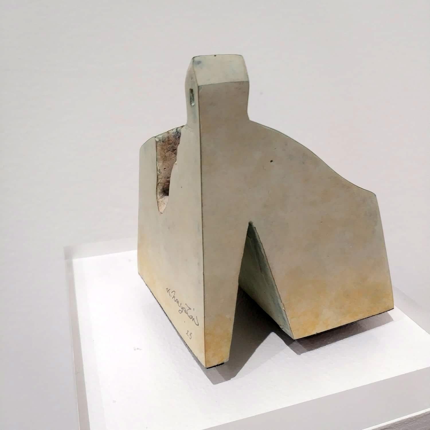 Winter, bronze sculpture and white patina, 10 x 8 x 8 cm , 2025 - Abstract Sculpture by Kyoji Nagatani