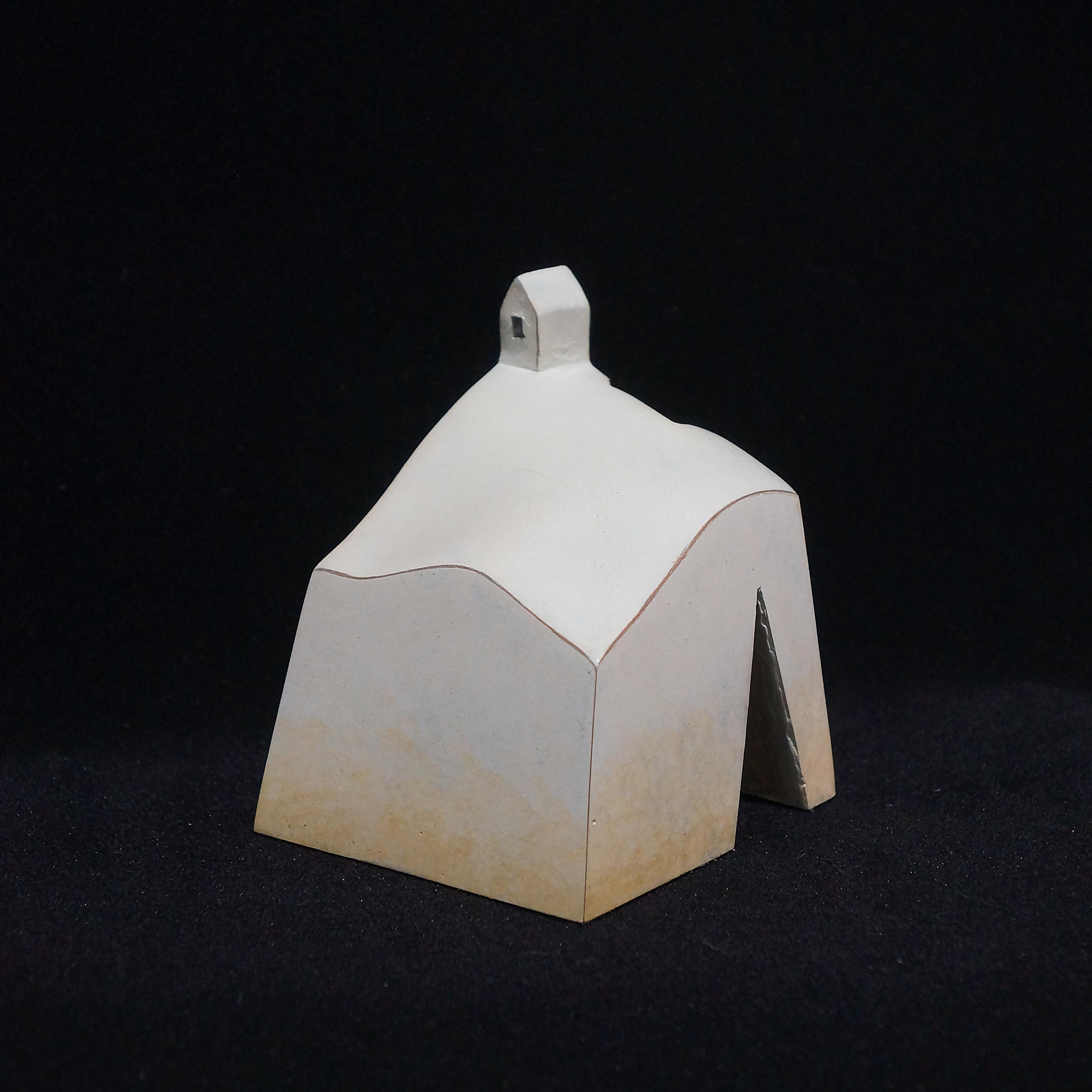 Kyoji Nagatani Abstract Sculpture - Winter, bronze sculpture and white patina, 10 x 8 x 8 cm , 2025