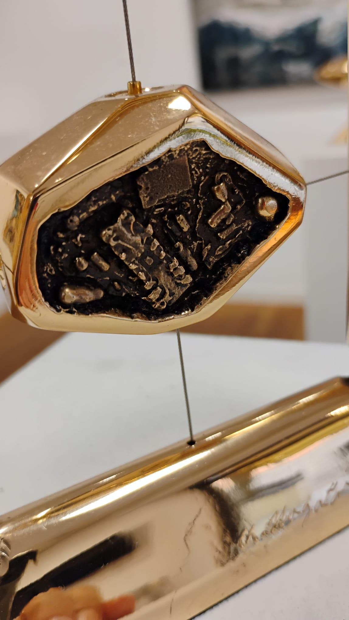 Star fossil, polished bronze sculpture 16 x 16 x 4 cm - 2025 For Sale 1