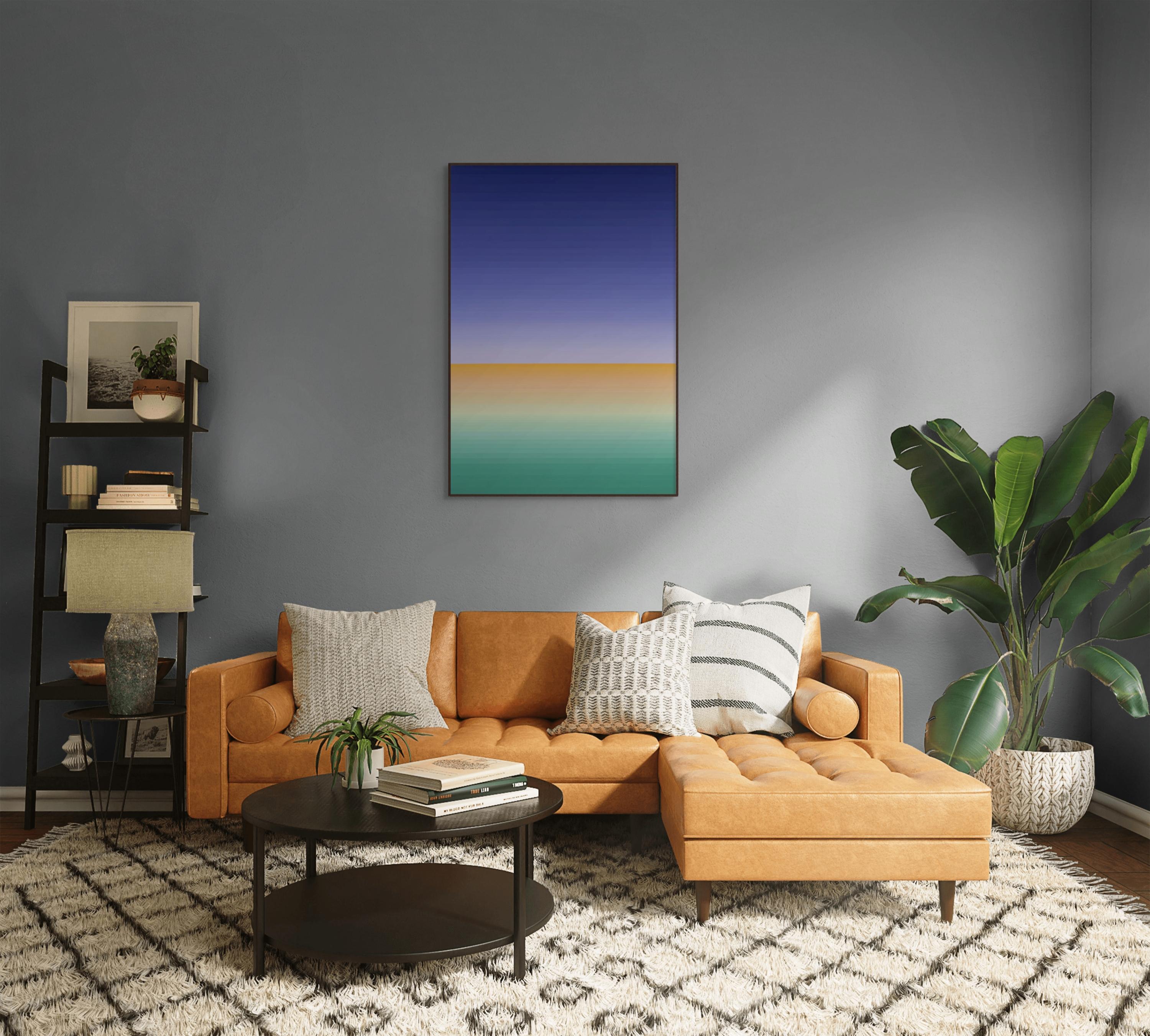 Emotionaler Farbwechsel 55 (Abstrakte Malerei) (Blau), Abstract Painting, von Kyong Lee