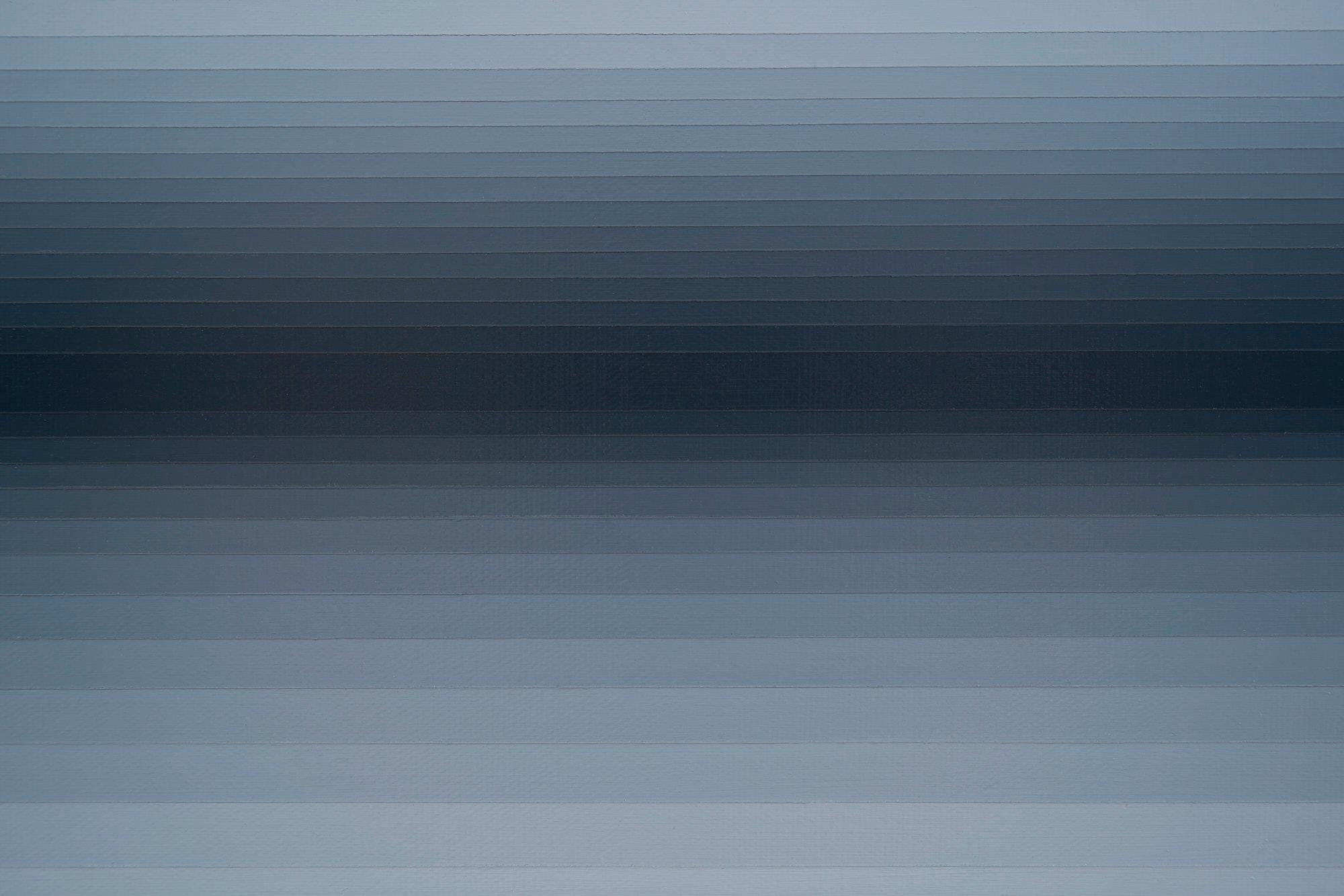 Emotional Color Change series combines colour and language to visually represent the external environment. The process involves mixing two or three colors on the canvas, starting from one end and gradually transitioning into a different color