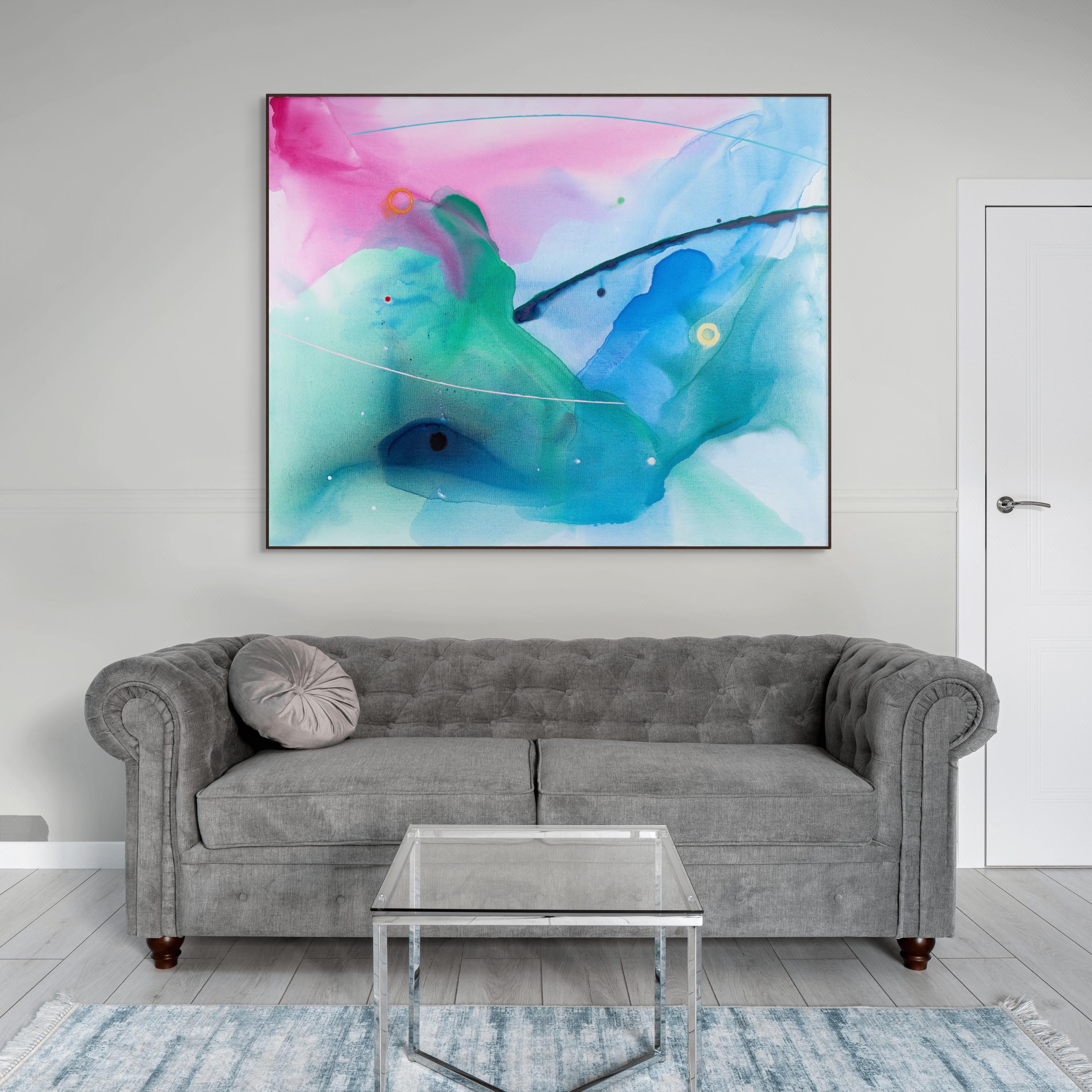 Sinneswelt_JBC47 (Abstrakte Malerei) (Blau), Abstract Painting, von Kyong Lee