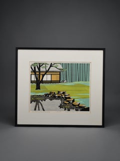 Kyoshi Nagai „Das Haus am Teich“ – japanischer Holzschnitt in limitierter Auflage